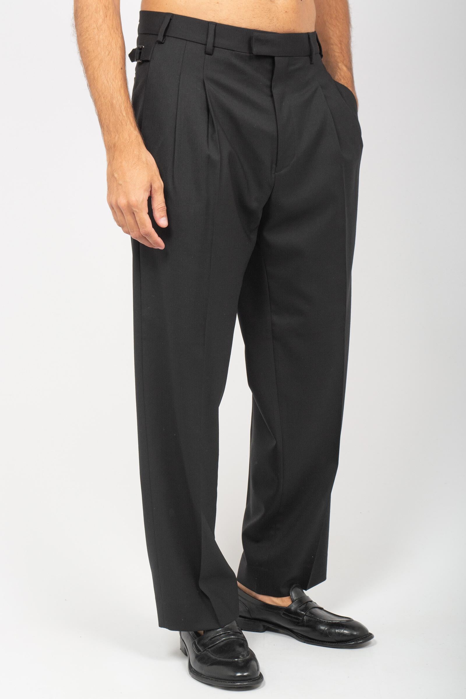 pantalone wide leg in misto lana vergine 'mat' MATWBS NERO BE ABLE 