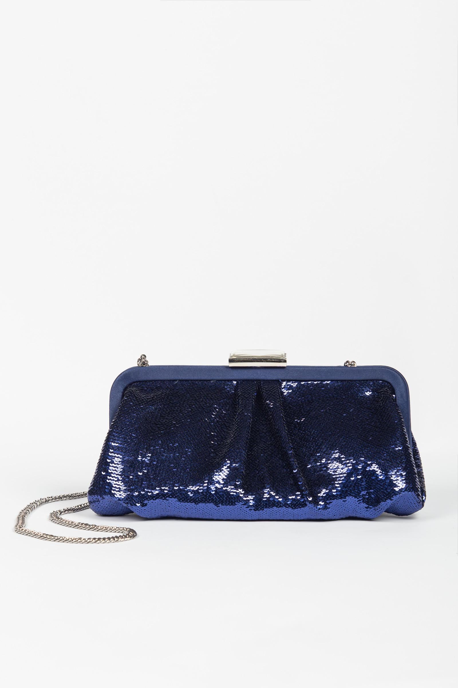 clutch morbida in pailettes ACX675 BLU ANNA CECERE 