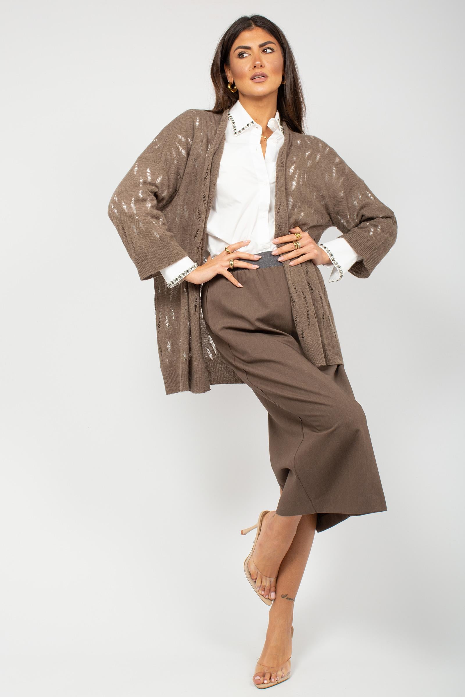 cardigan destroyed in lana merinos 26264 6635 LE TRICOT - Perugia 