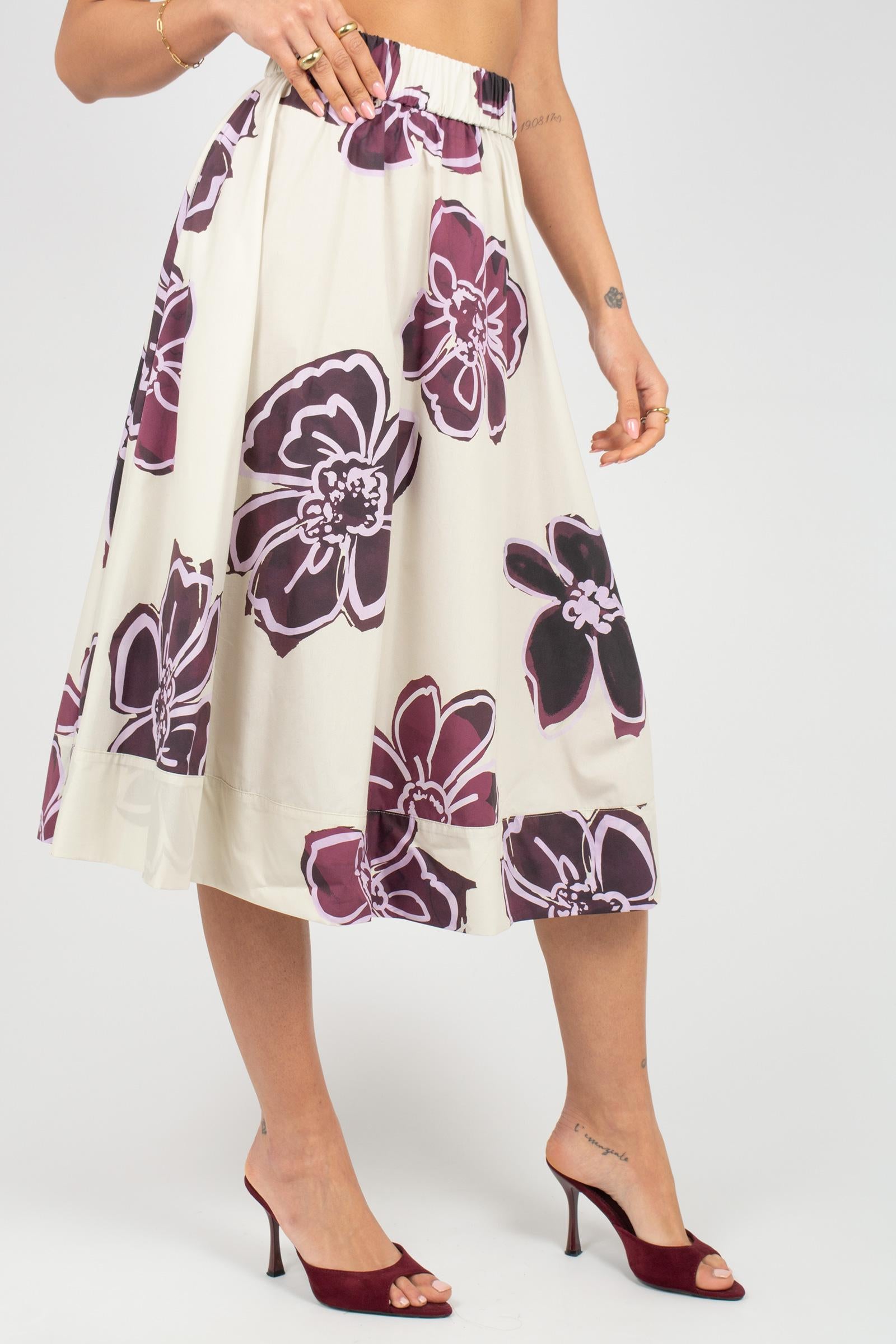 gonna in cotone stampato S7401T9590 433 ROSSO 35 