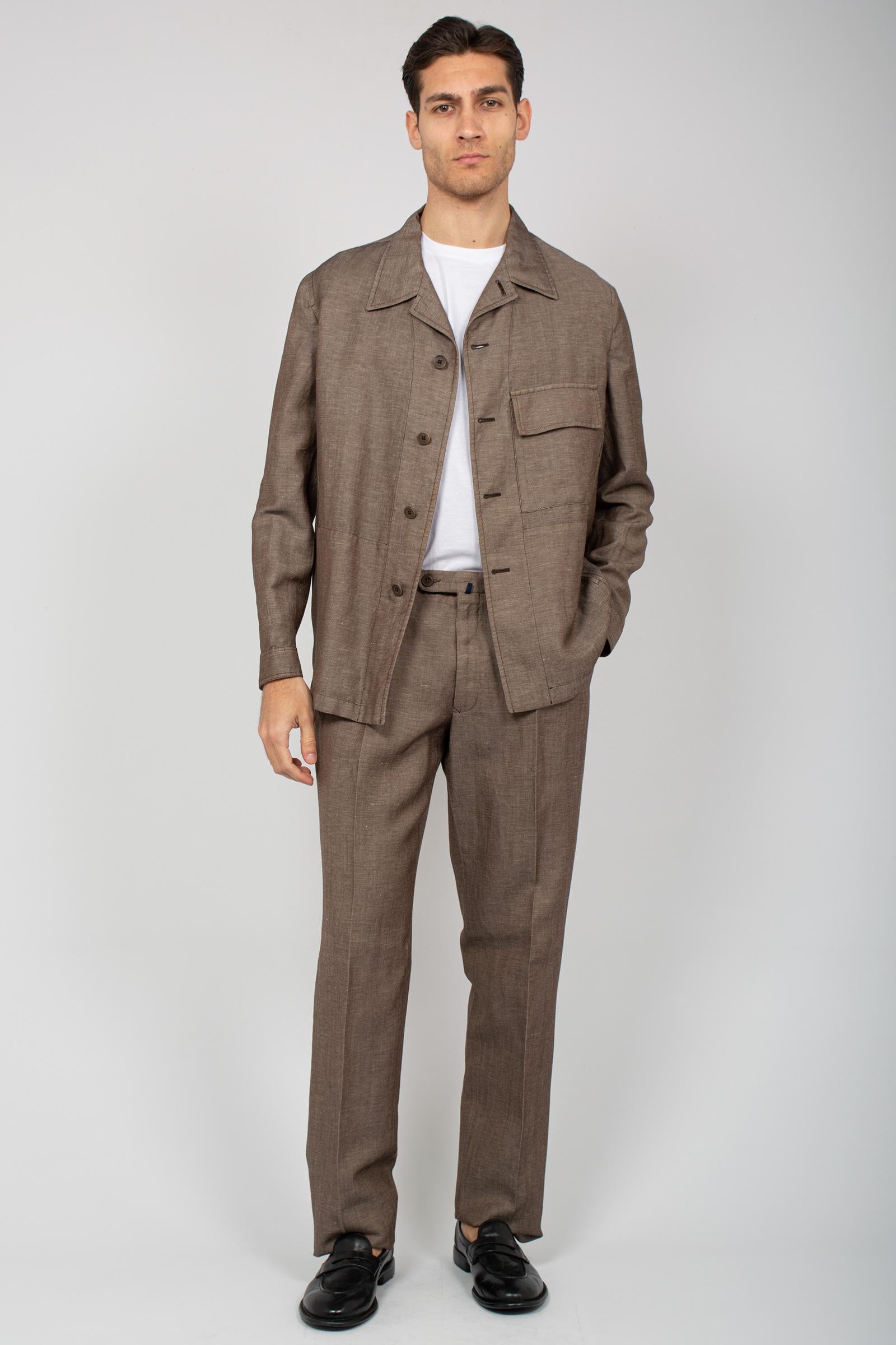 pantalone vita alta in cotone e canapa BABYLONTF0532 630 THE GIGI 