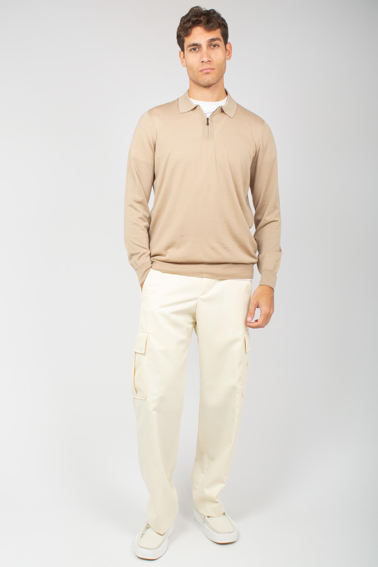 polo con zip in lana merinos ultrafine D0D149 150 DRUMOHR 