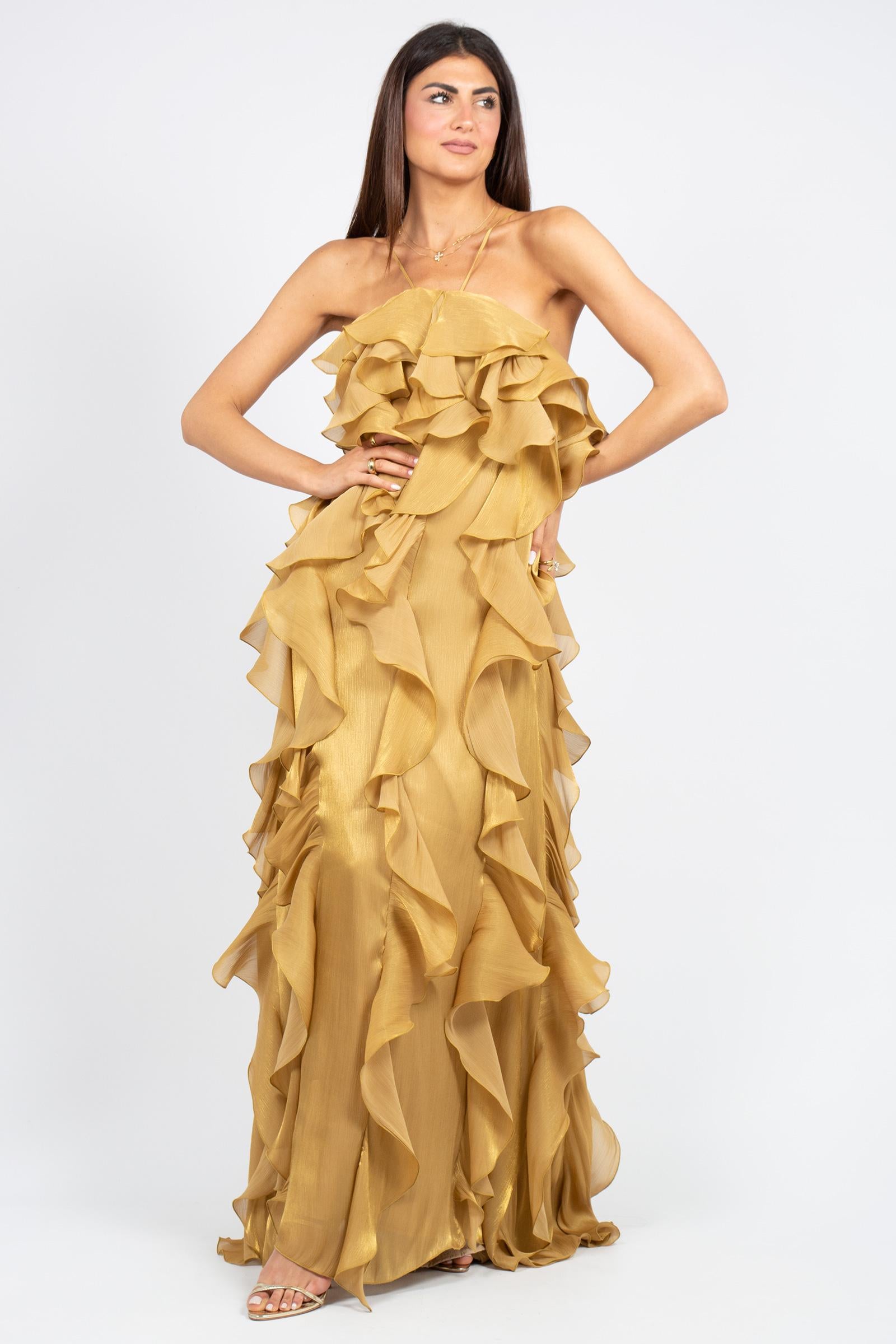 abito con rouche all over AB4113ART16159 YELLOW ACTUALEE 