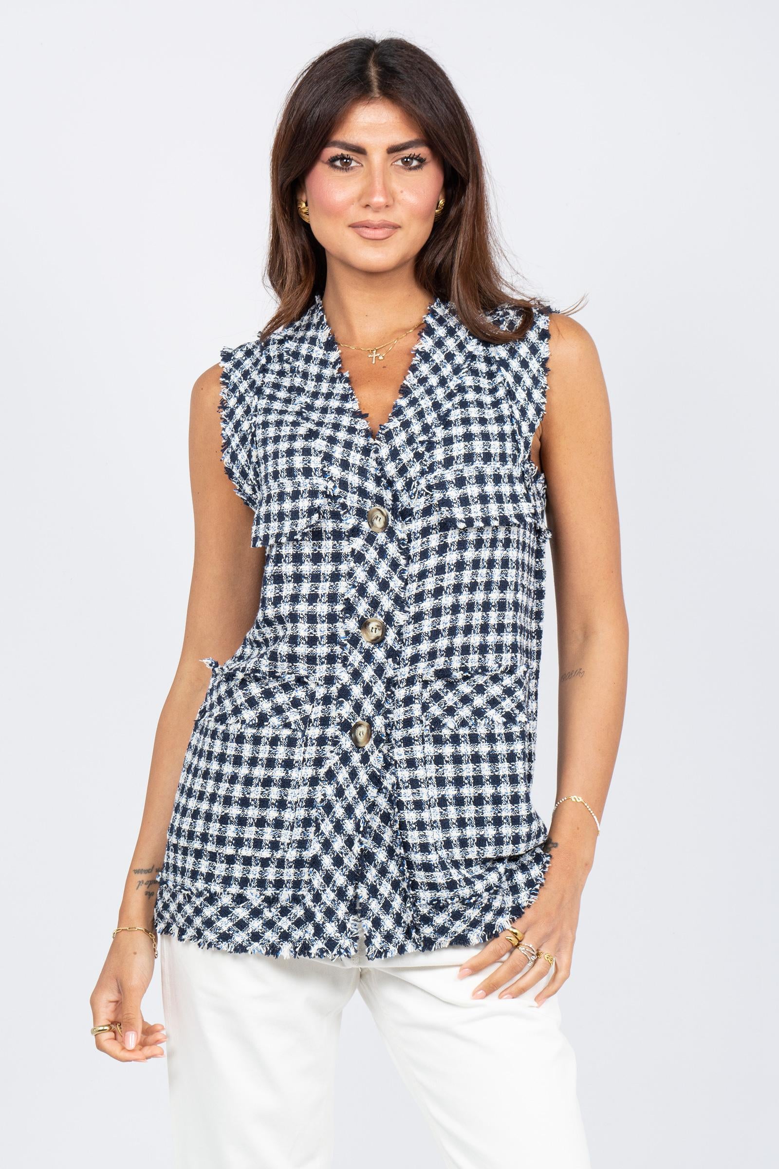 gilet in filo tweed R027R002332N 01 DIANA GALLESI 