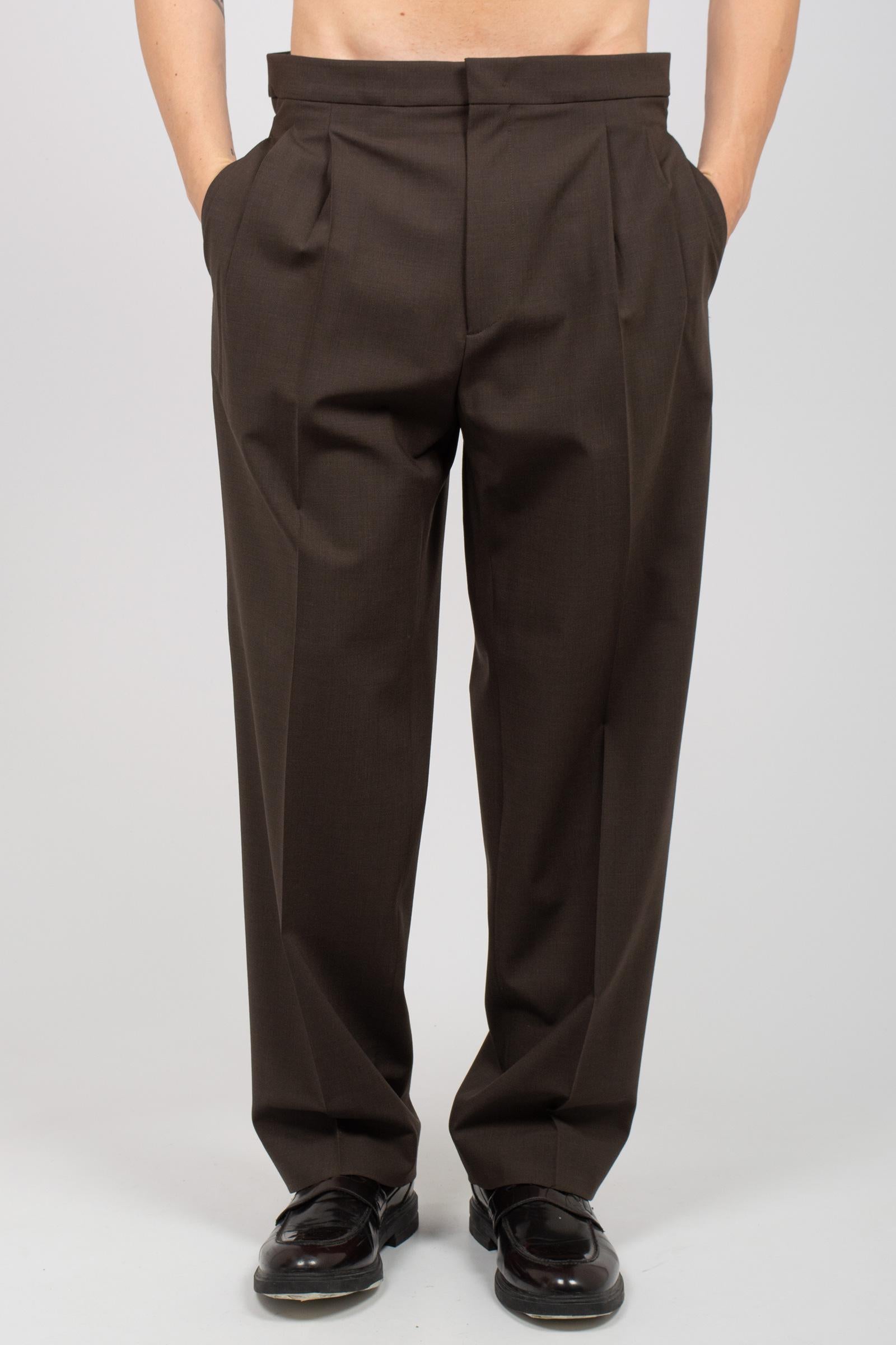 pantalone fondo 23cm in misto lana 'mat' MATTBCMS26 MORO BE ABLE 