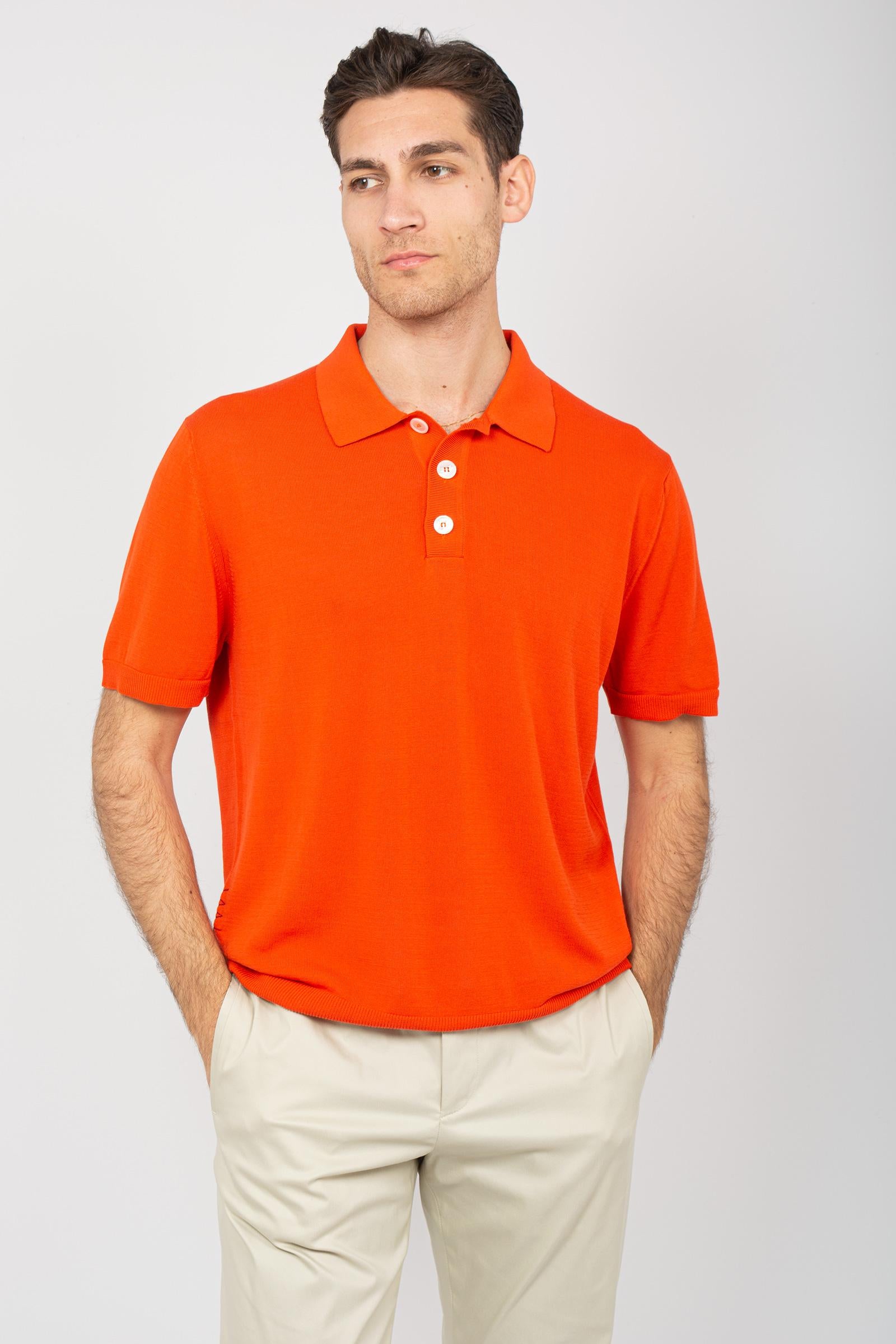 polo in filo di cotone B9D0013D ARANCIO AMARANTO 