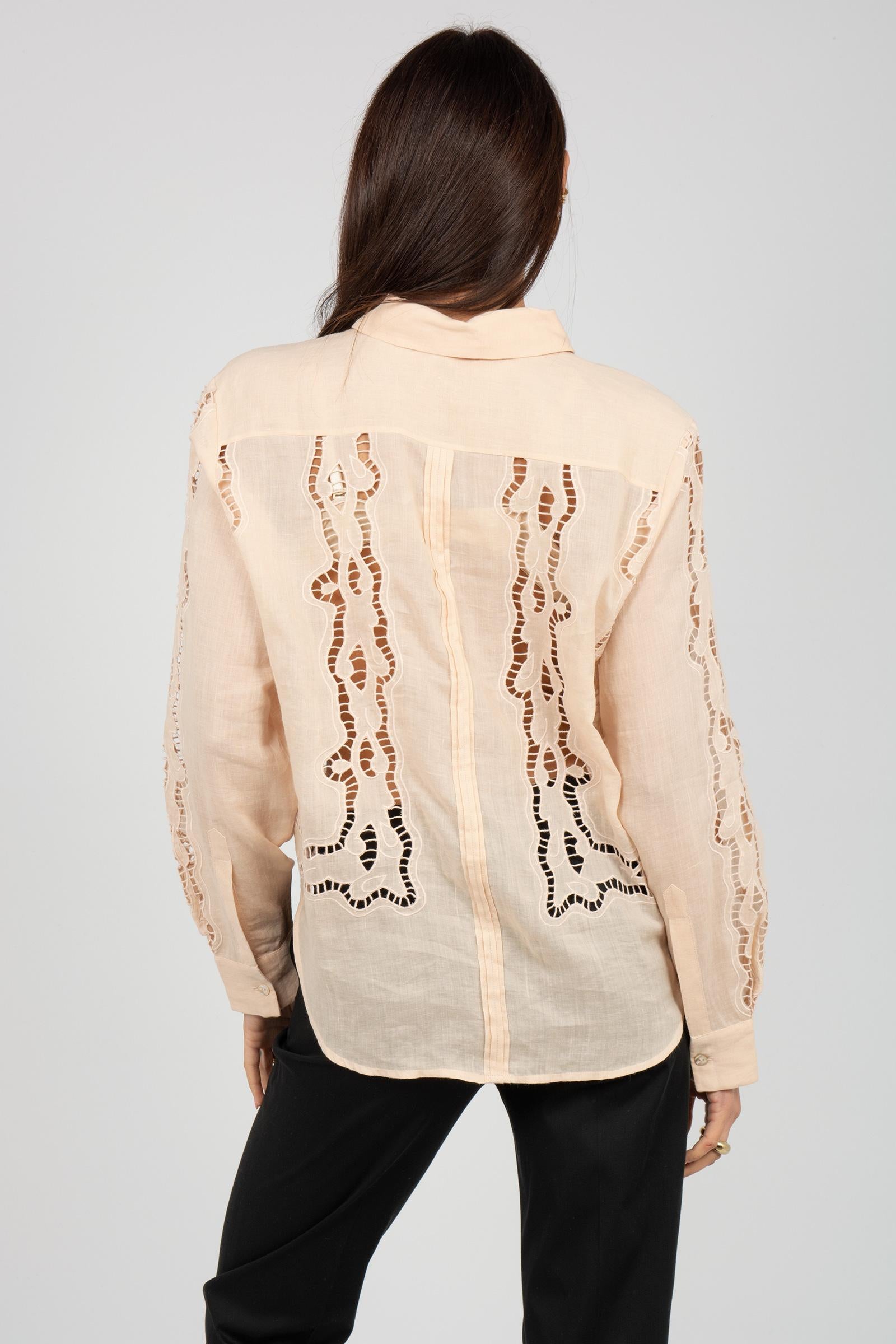 camicia in ramie ricamato CA149550300055 510 SEVENTY 