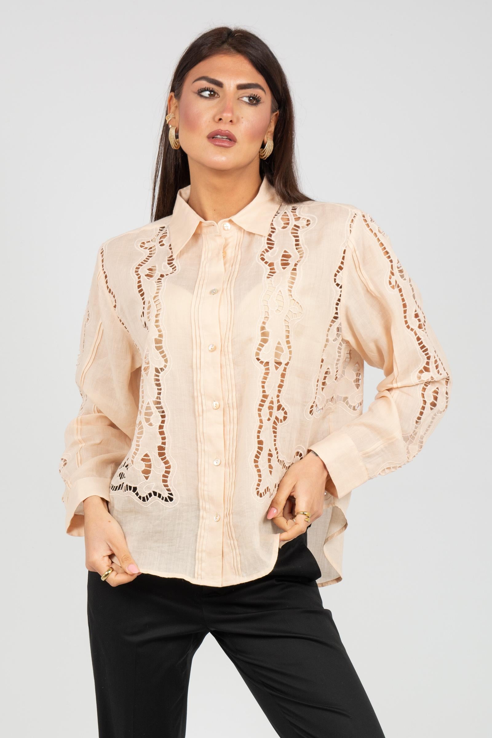 camicia in ramie ricamato CA149550300055 510 SEVENTY 