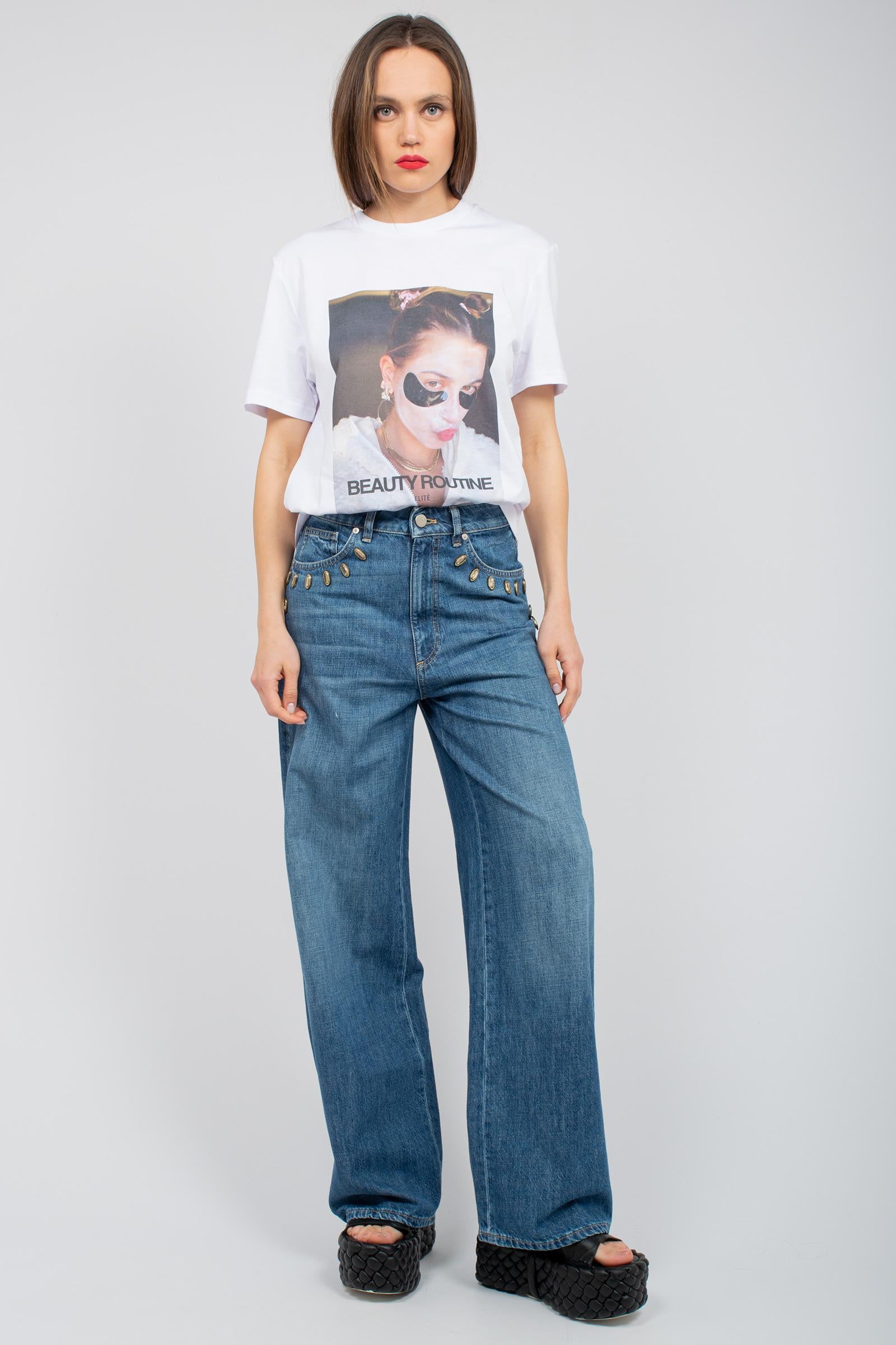 t-shirt in cotone con stampa patch UTEE844PATC WHT ELITE 