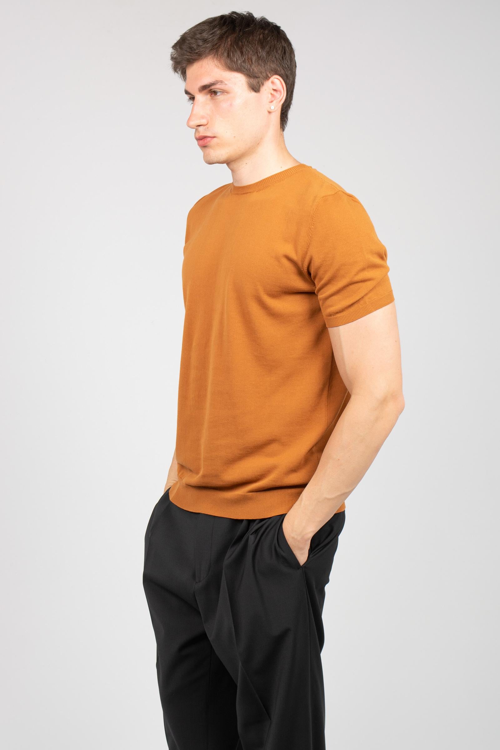 girocollo mezza manica in cotone rasato B9AB0055 CANYON AMARANTO 