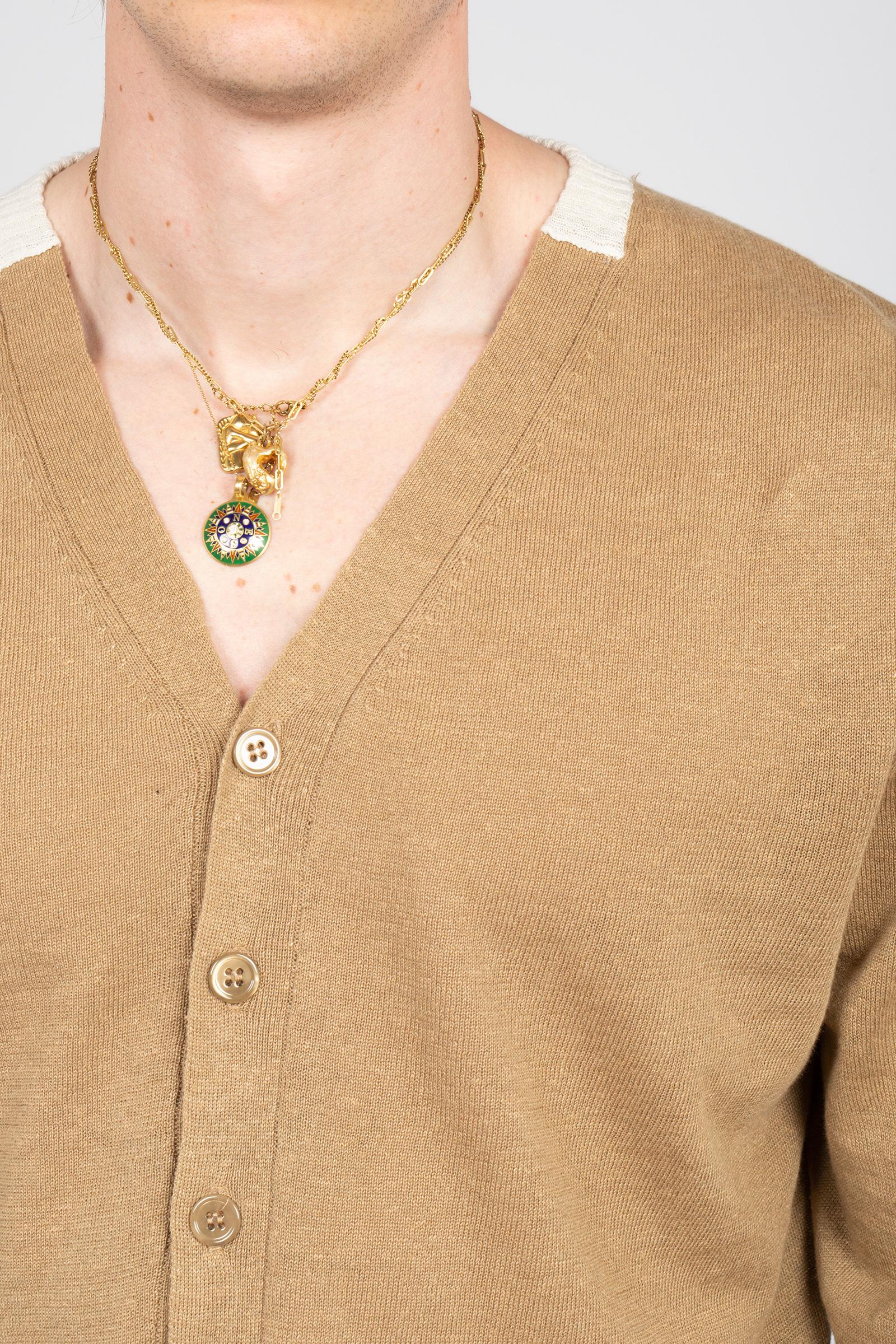 cardigan in lino e cotone B9AB0003 BEIGE AMARANTO 