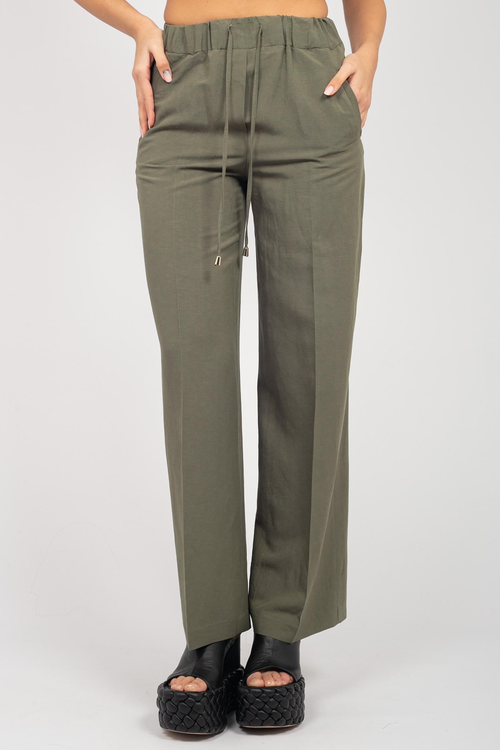 pantalone in misto lino e viscosa P827LINOVISC VERDE SANGERMANO 