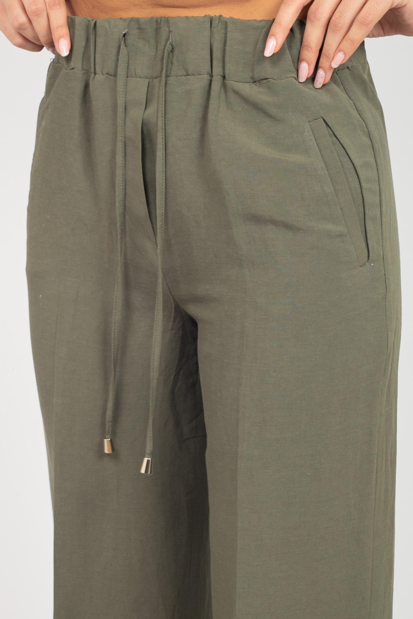 pantalone in misto lino e viscosa P827LINOVISC VERDE SANGERMANO 