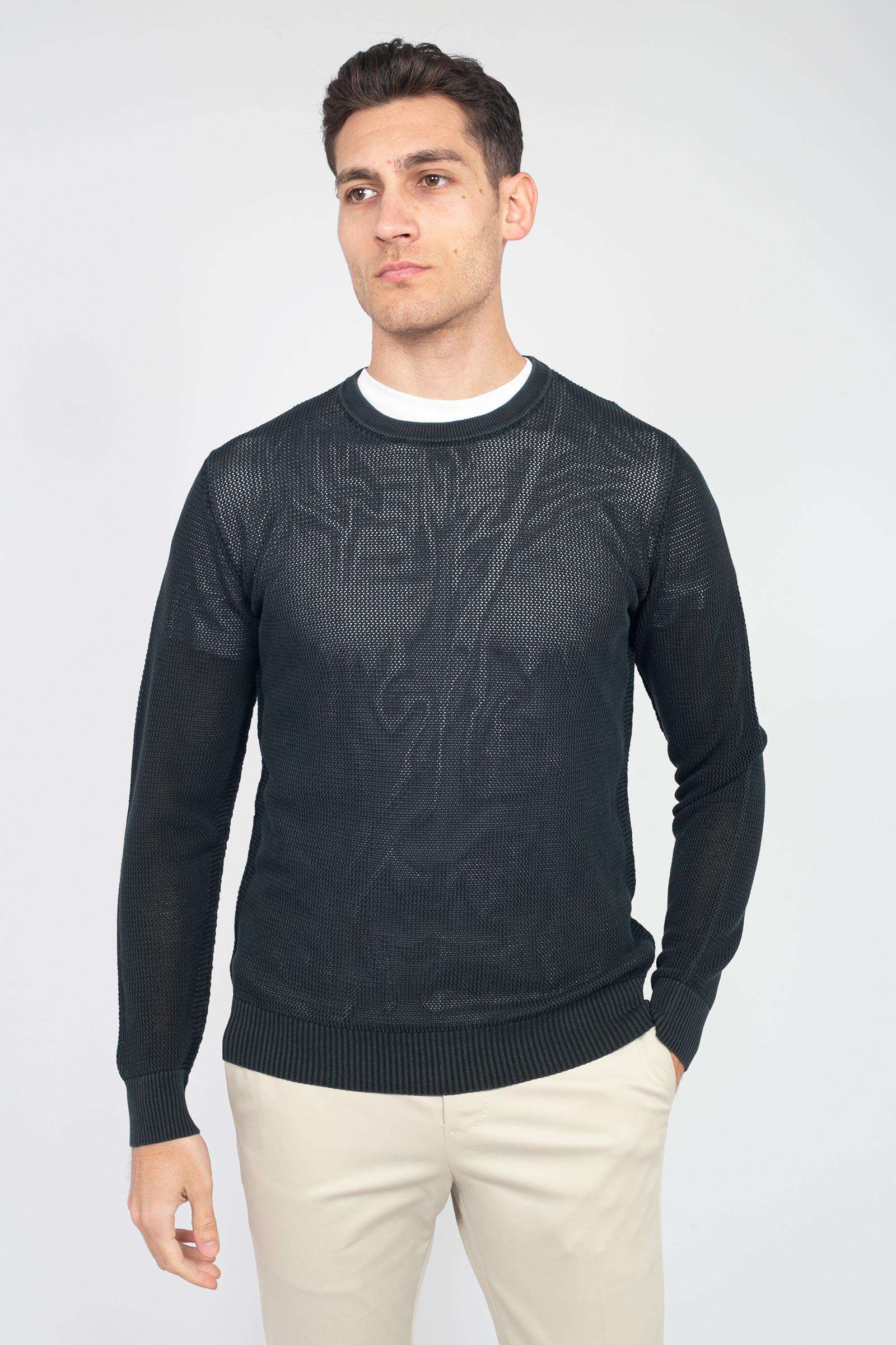 Girocollo in cotone effetto rete RB12101 09 ROBERTO COLLINA 