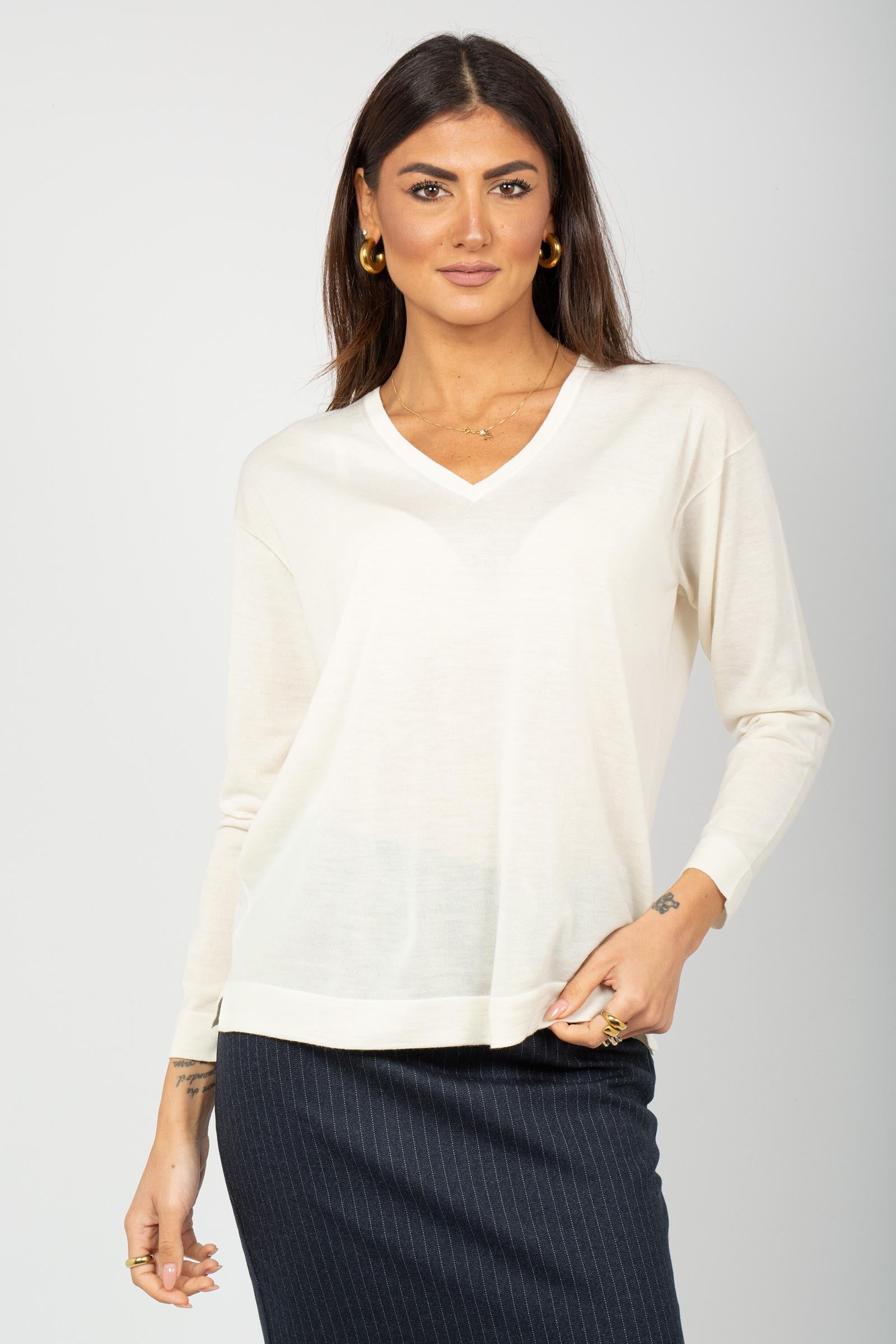 scollo v in lana merinos ultrafine L0D481NN 100 DRUMOHR 