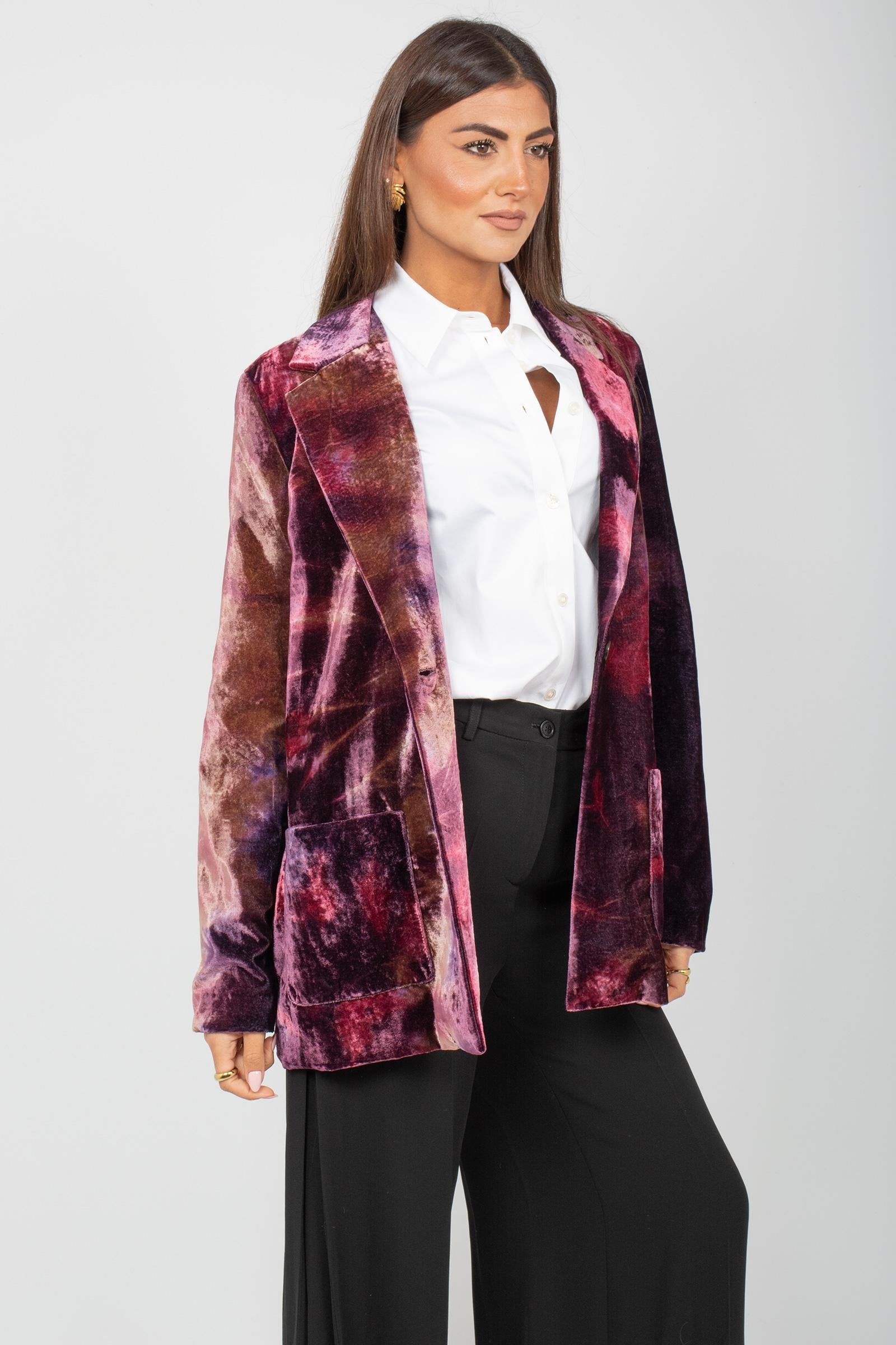 giacca in velluto stamapato 253F56011 VIOLA ROBERTO COLLINA 