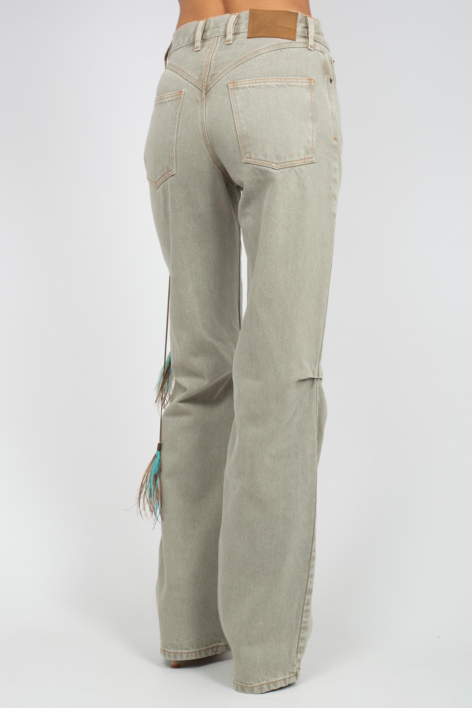 denim effetto sabbiato con piuma 0526138 SABBIA NOEL MAGGINI 