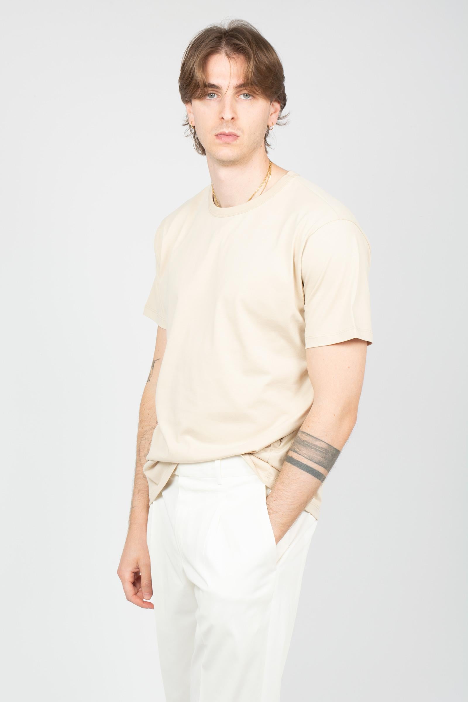 t-shirt in cotone B6AB96 BEIGE AMARANTO 