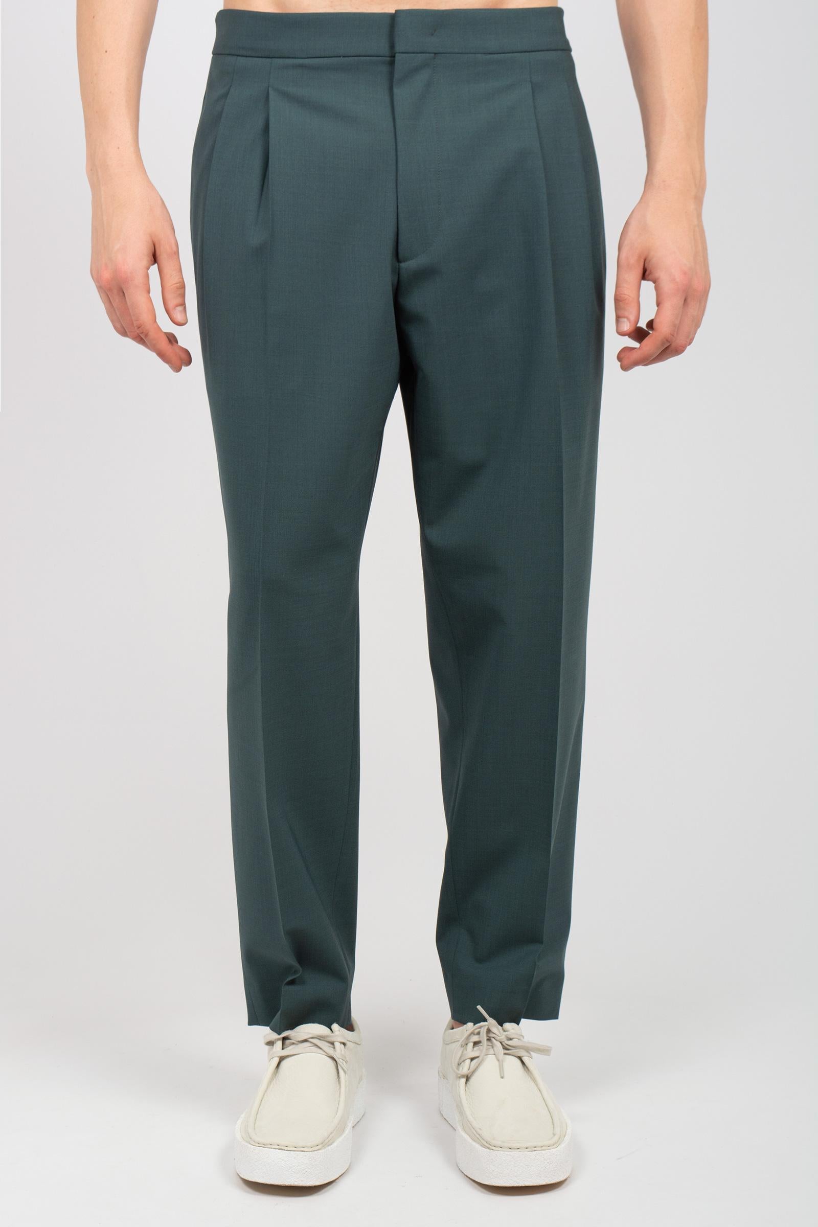 pantalone con pince in fresco lana 'roy' ROYTBCMS26 VERDE BE ABLE 