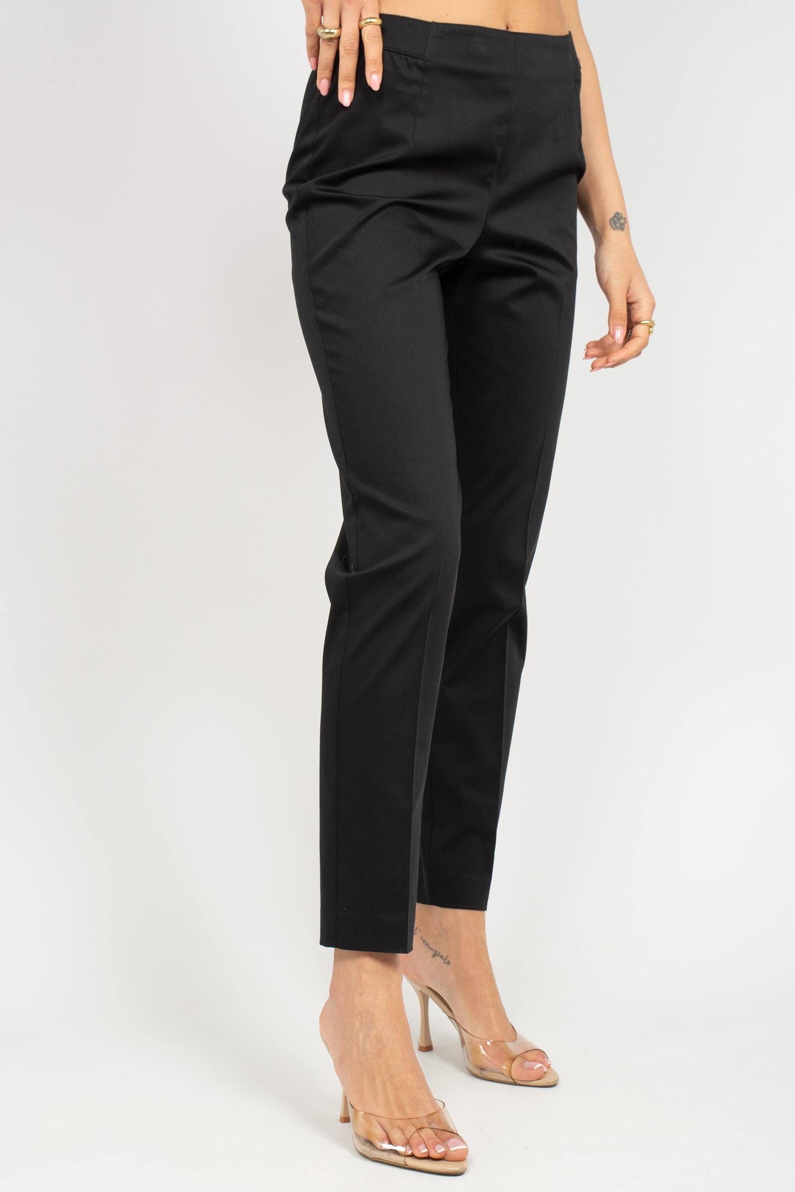 pantalone in popeline di cotone P206MANILA NERO SANGERMANO 