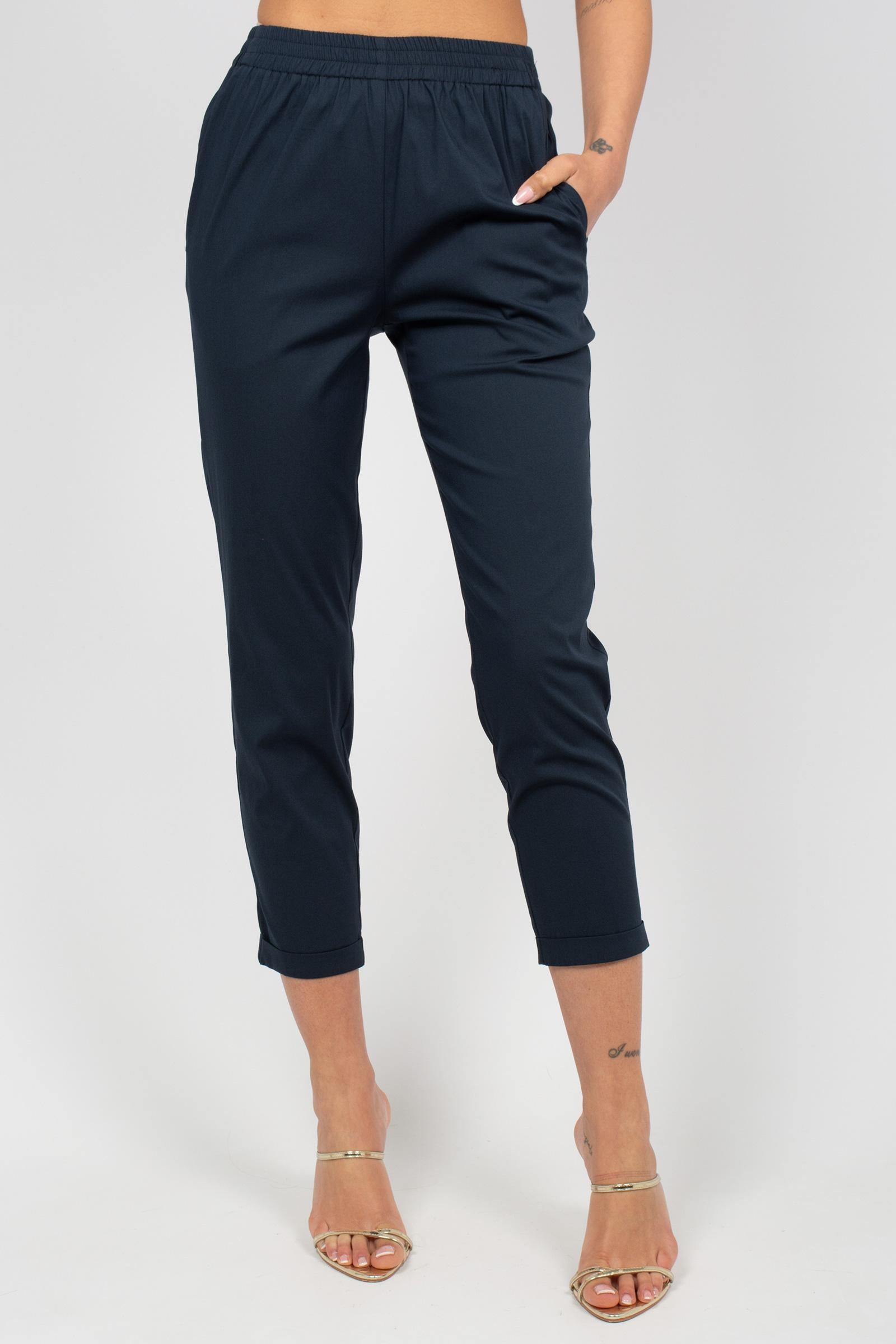 jogger in popeline di cotone M1AB0087 BLUE SOLOTRE 