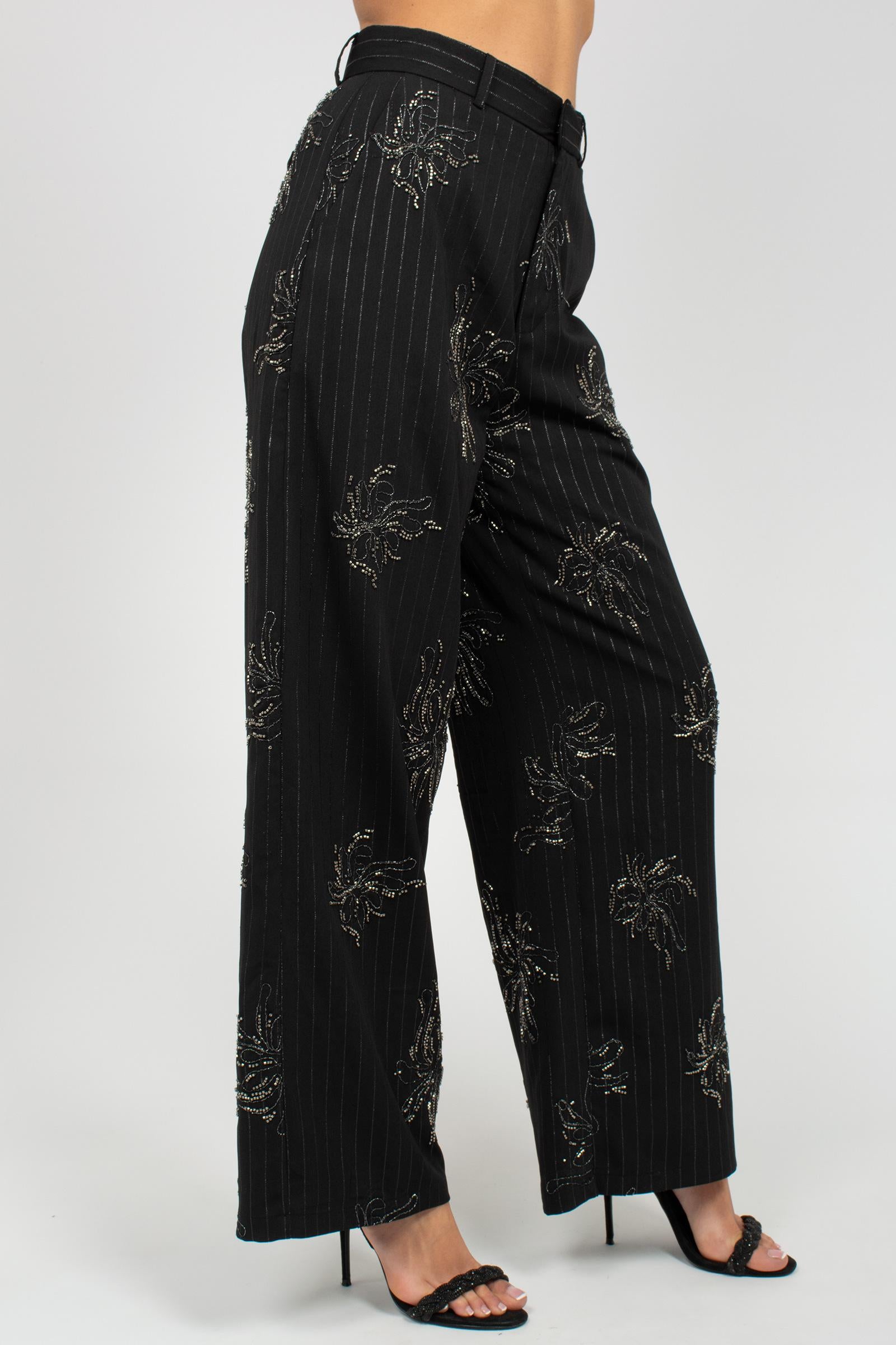 pantalone in gabardina ricamata S26PL19 PN12 WEILI ZHENG 