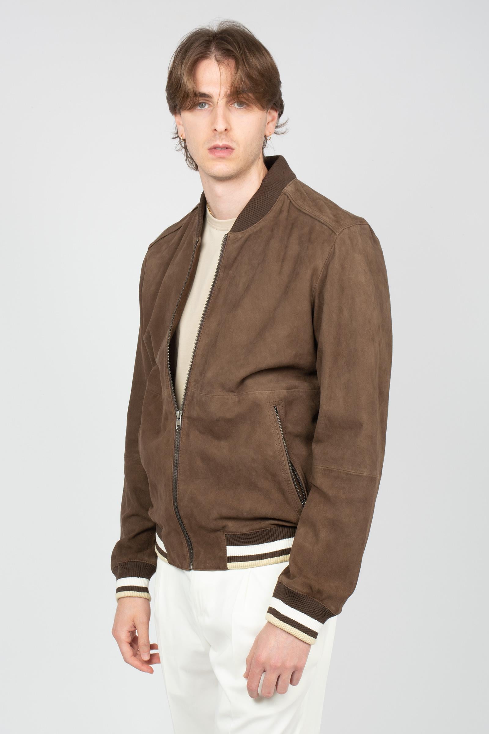 College jacket in suede B6AB0093 MORO AMARANTO 