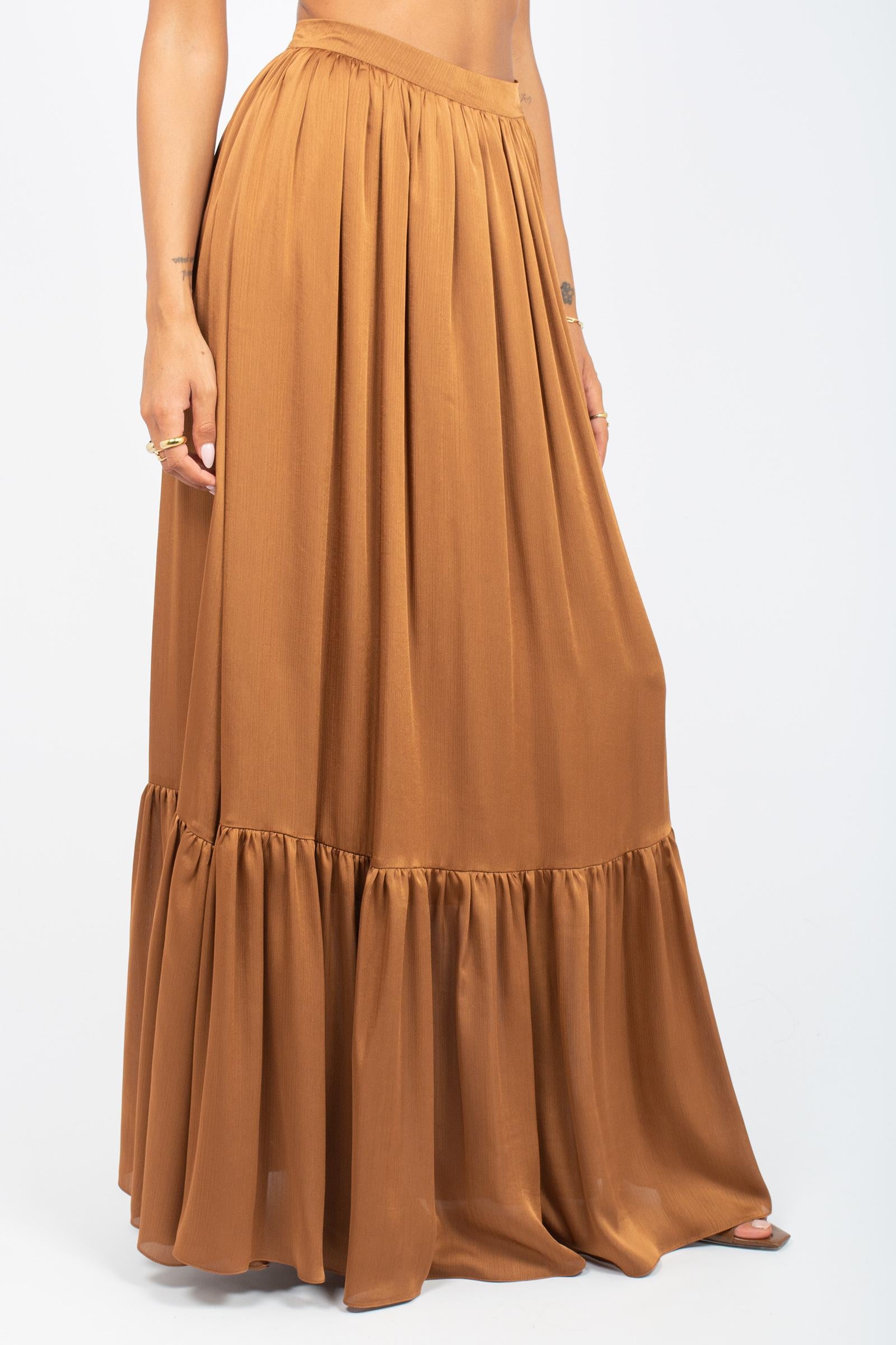 gonna lunga con balza GO3537ART15106 CHOCOLAT ACTUALEE 