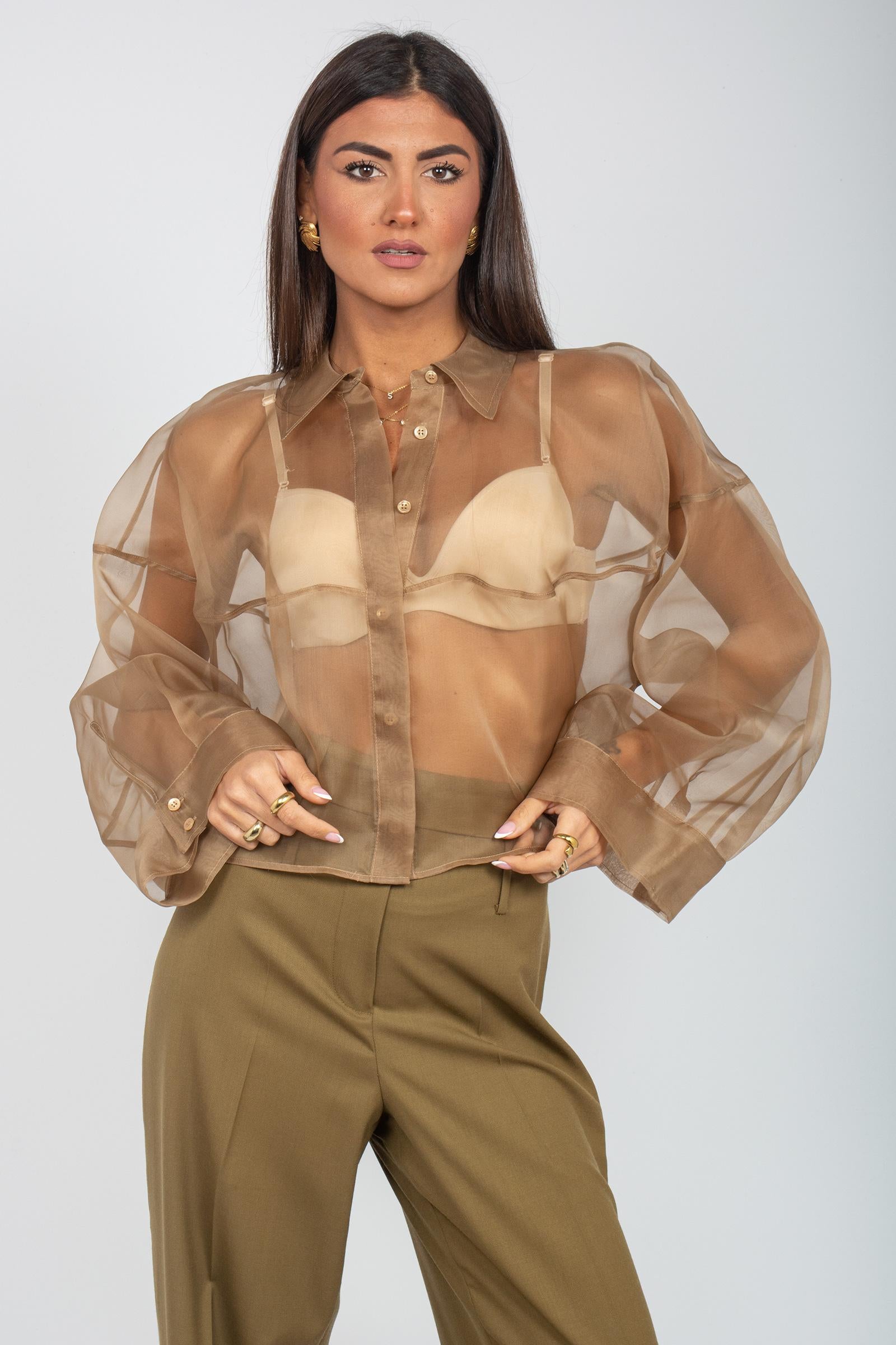 camicia oversize in organza di seta 'pia' E5WS04 T20 ERIKA CAVALLINI 