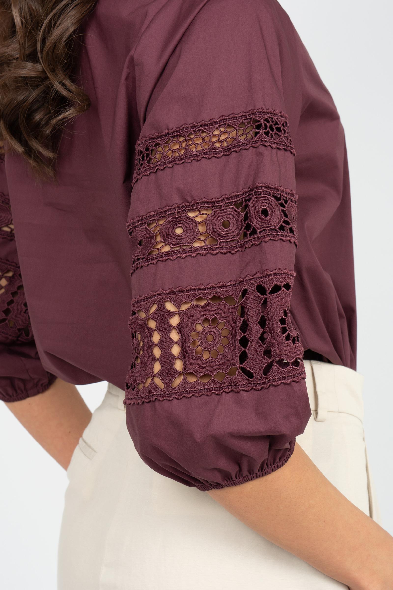 blusa in cotone e pizzo 261M1265 247 MAIDA MILA 