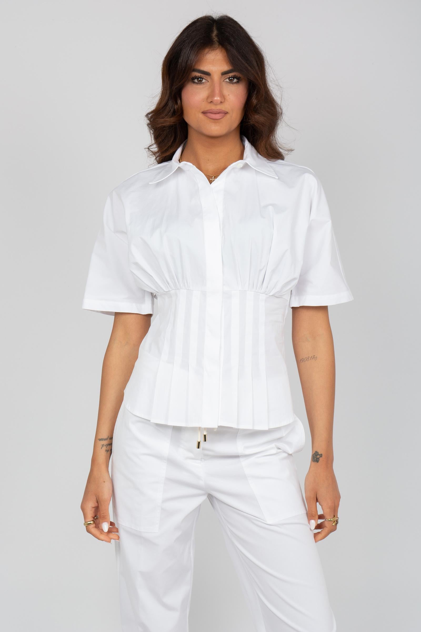 camicia con riprese in cotone 'digna' Y6SK05 A09 SEMICOUTURE 