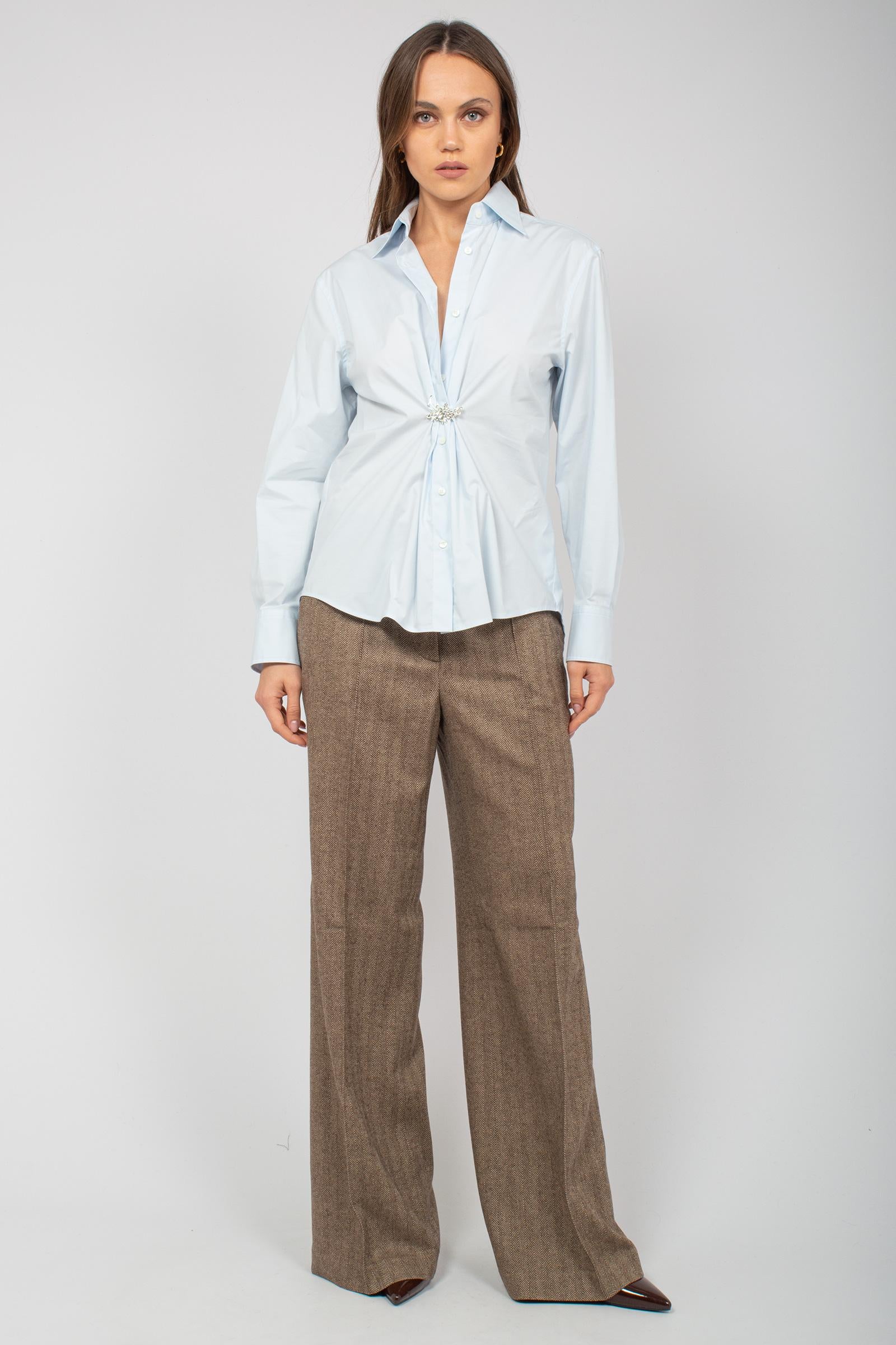 camicia in popeline con spilla CA147320220654 710 SEVENTY 