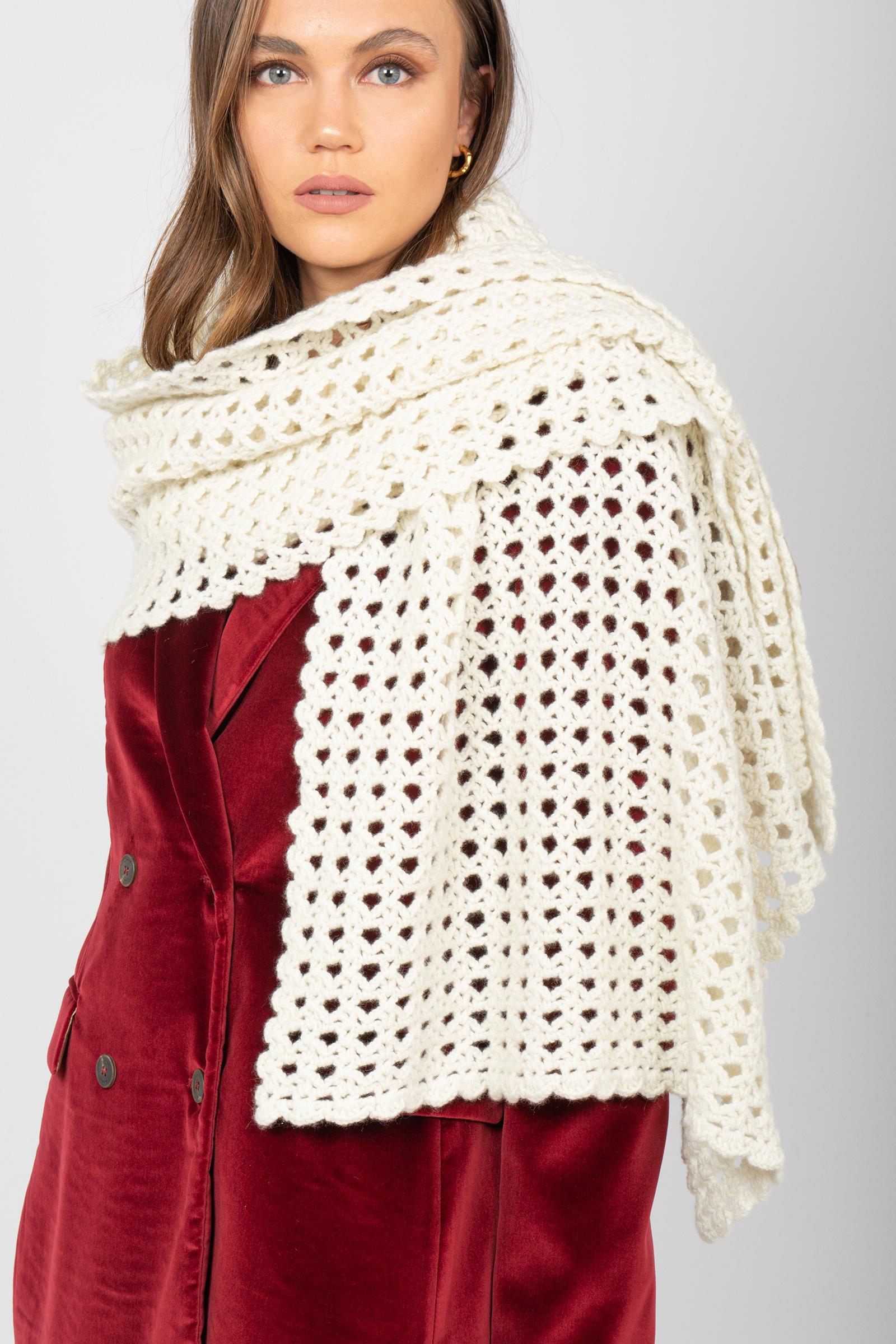 Sciarpa in crochet di puro cashmere L3K804M 102 DRUMOHR 