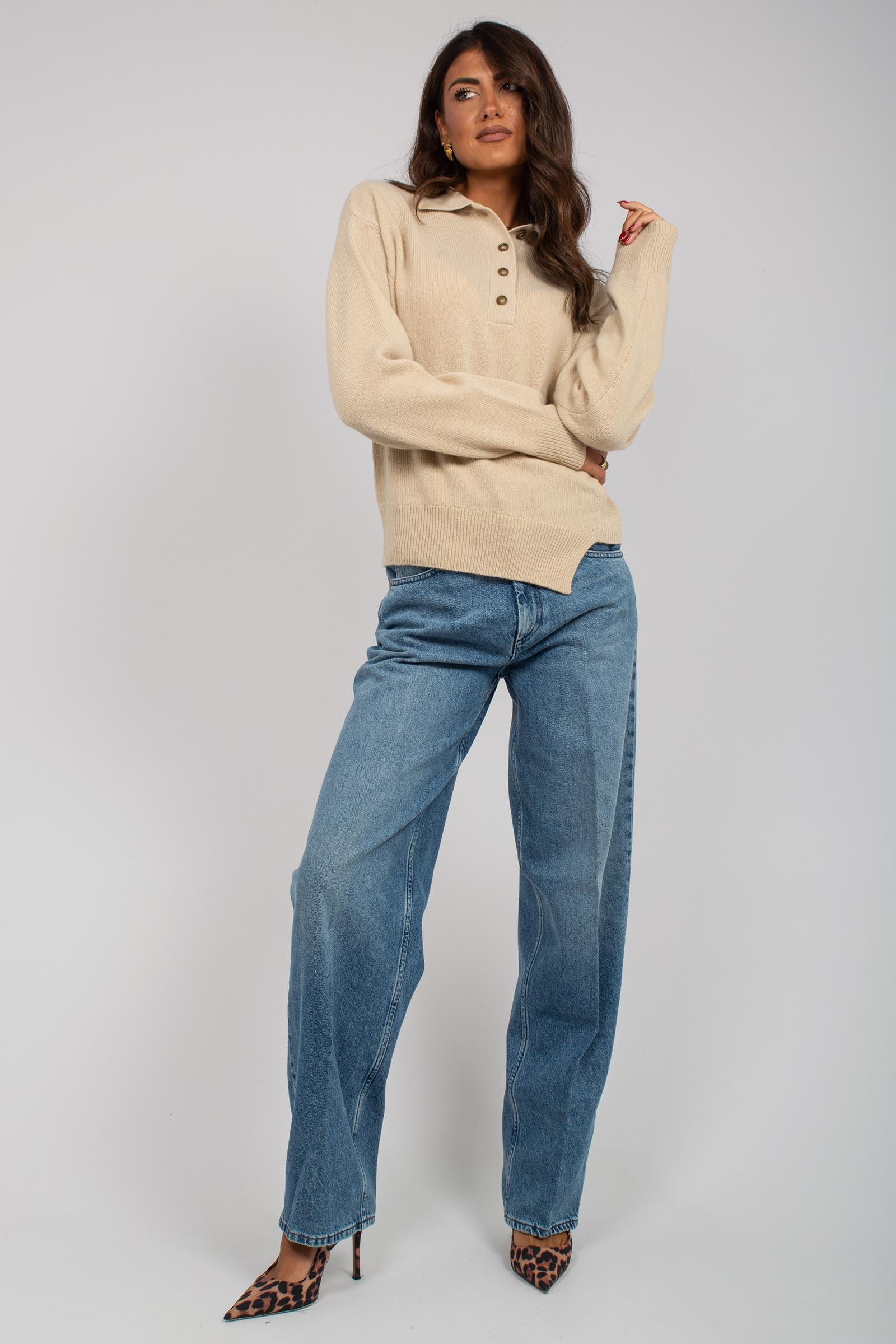 polo in lana con fianco twist 0225H0005 11 3311 