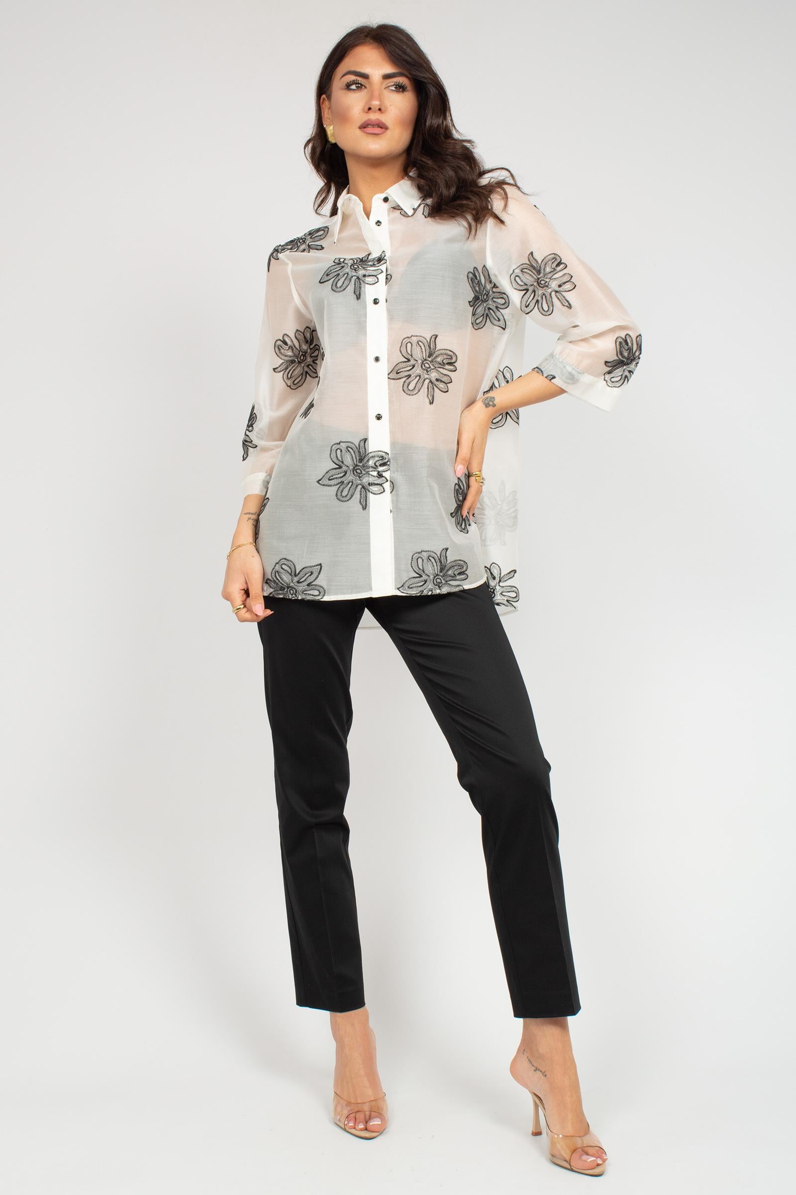 camicia oversize in cotone ricamato 5002R003088N 01 DIANA GALLESI 