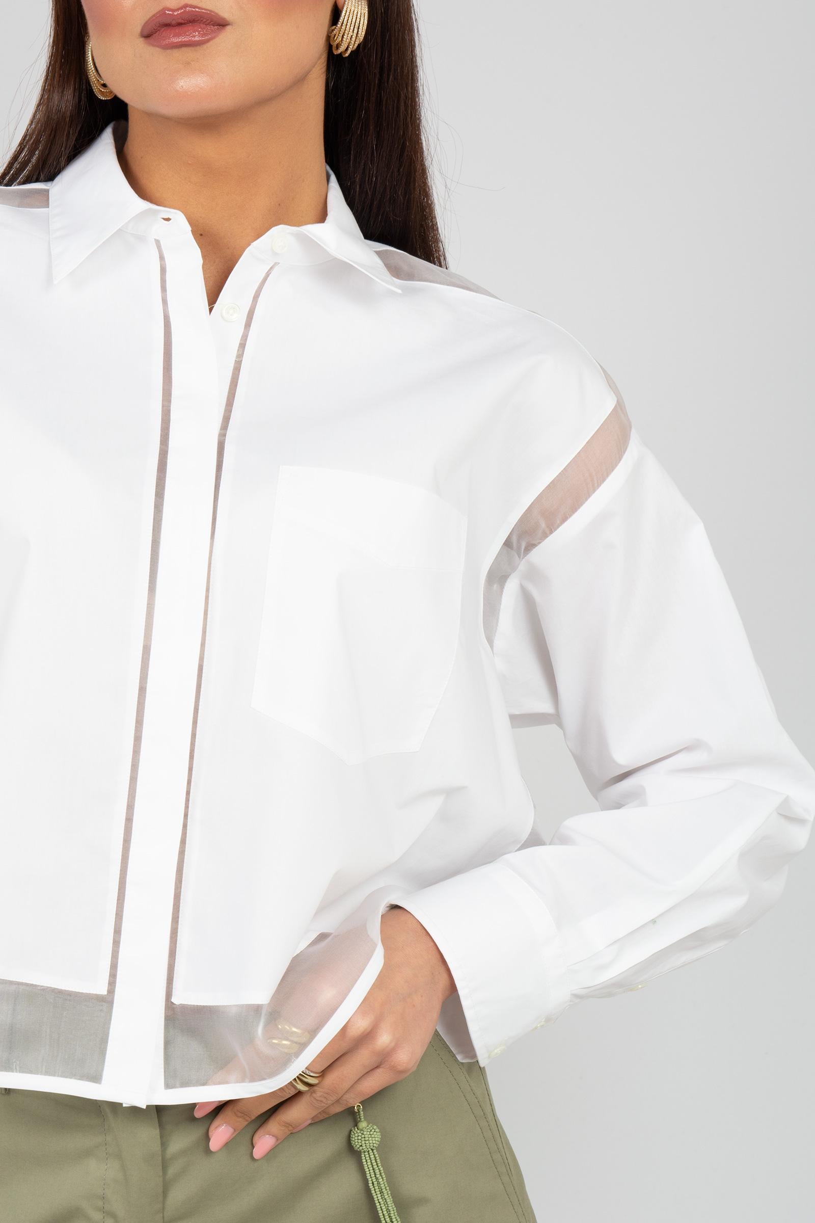 camicia in cotone con organza CA1507200400 001 SEVENTY 