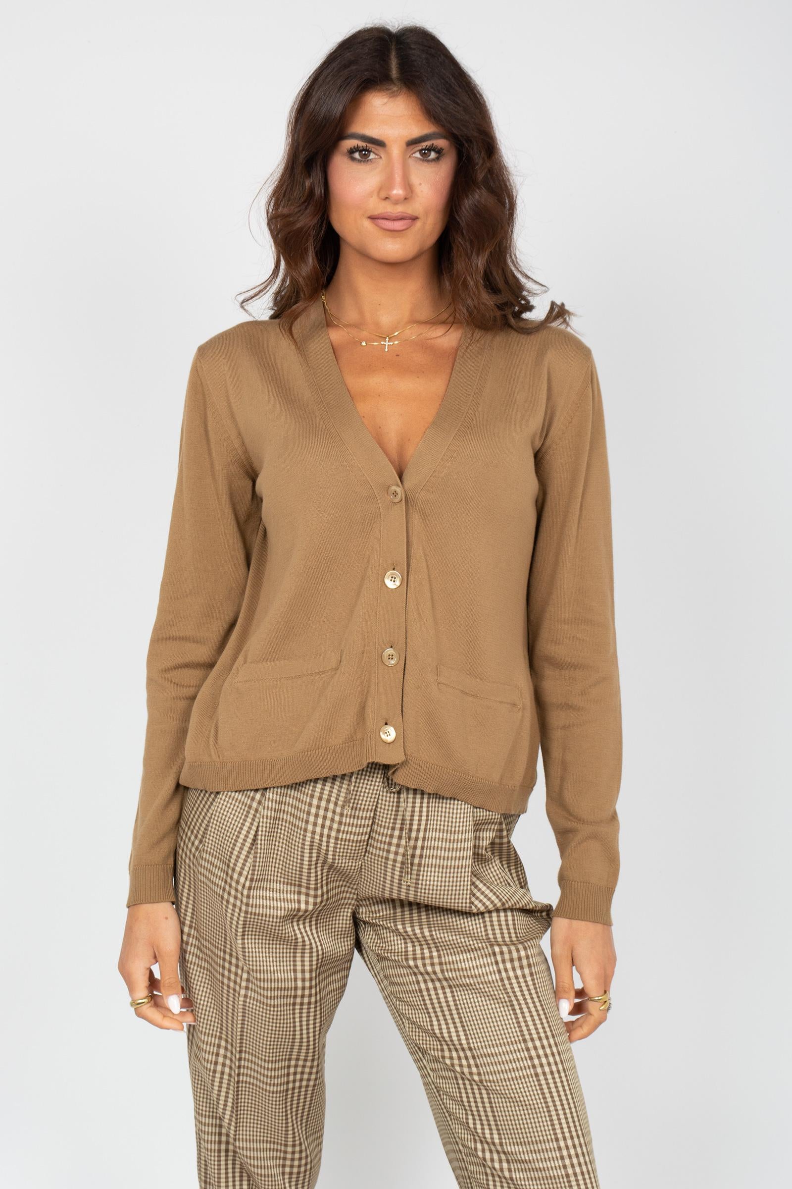 cardigan con retro plisse 'madalena' Y6SB66 V59RG SEMICOUTURE 