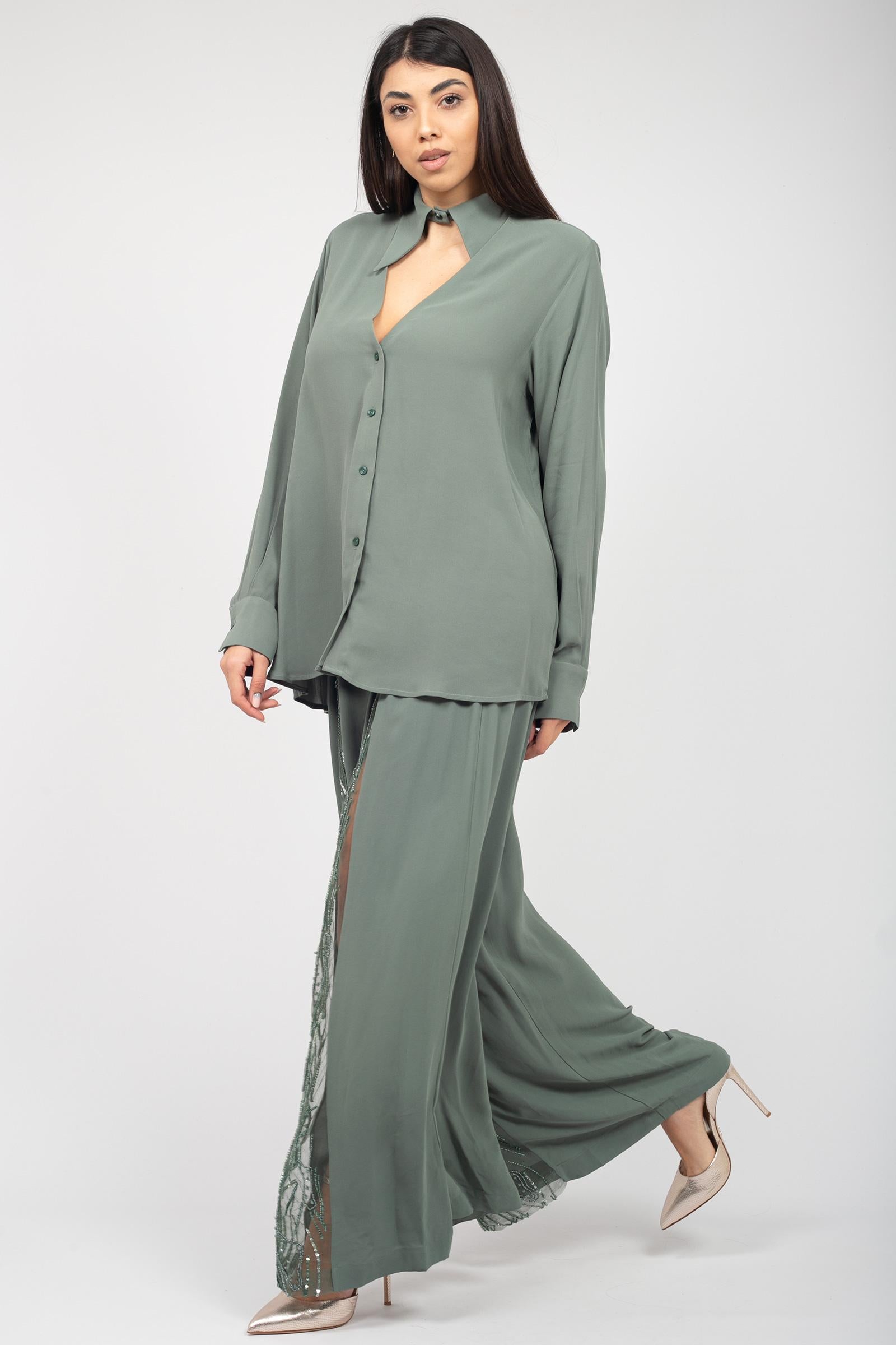 camicia oversize in viscosa LUX2512 GREEN MIRIAM STELLA 