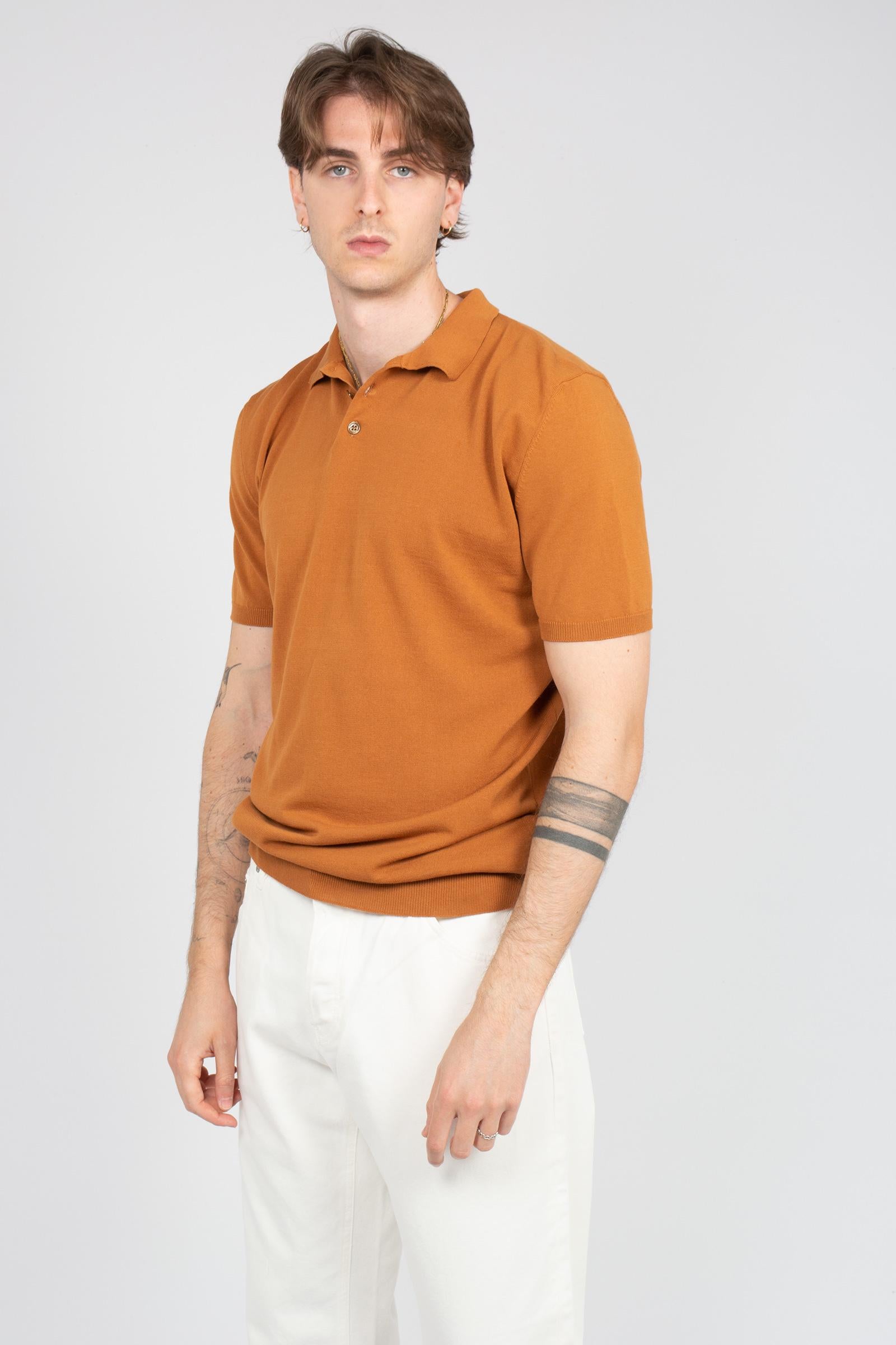 polo in cotone B9AB0051 TABACCO AMARANTO 