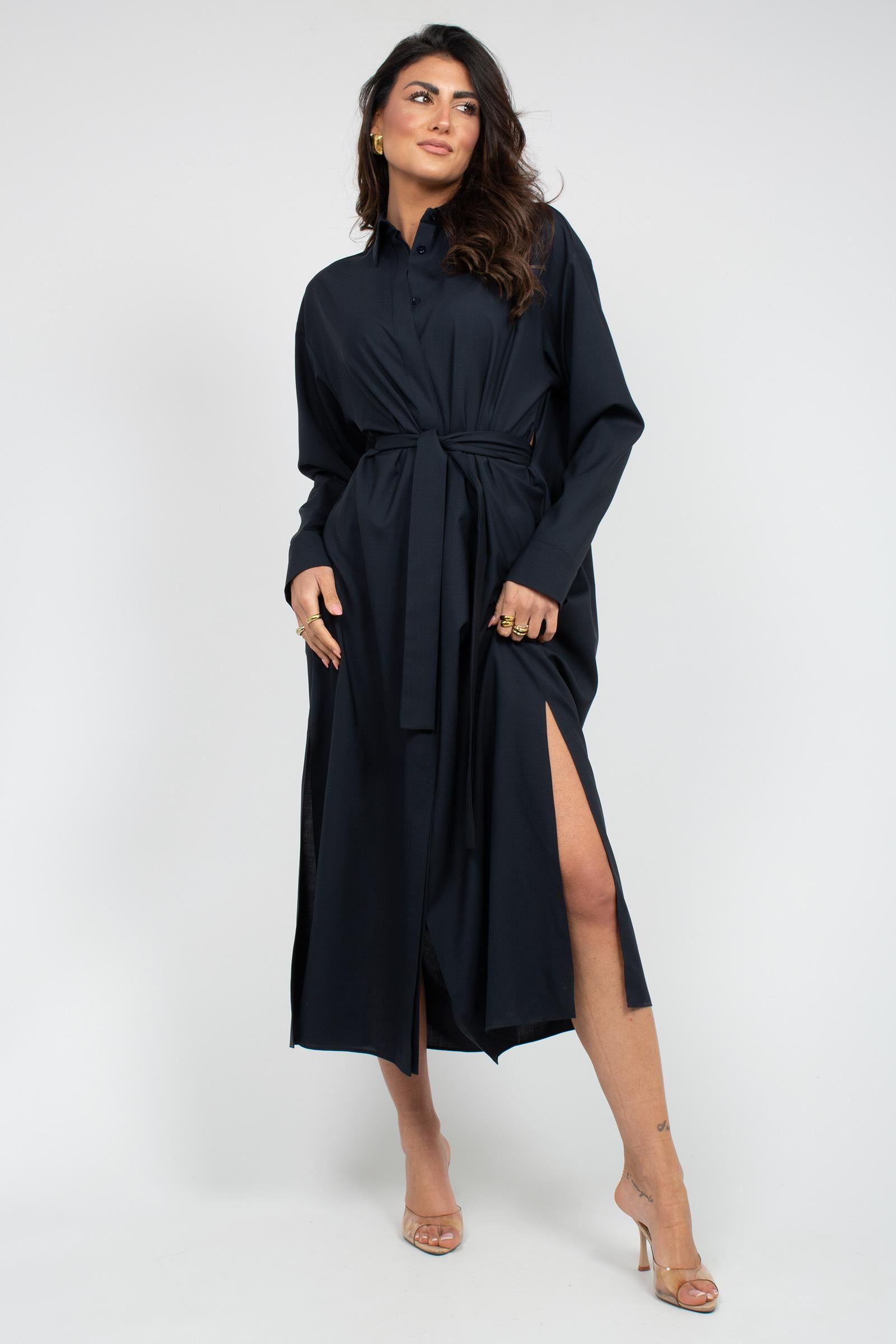 chemisier con cintura in lana super110's TW7SCH030STD ZI560370 PT TORINO 