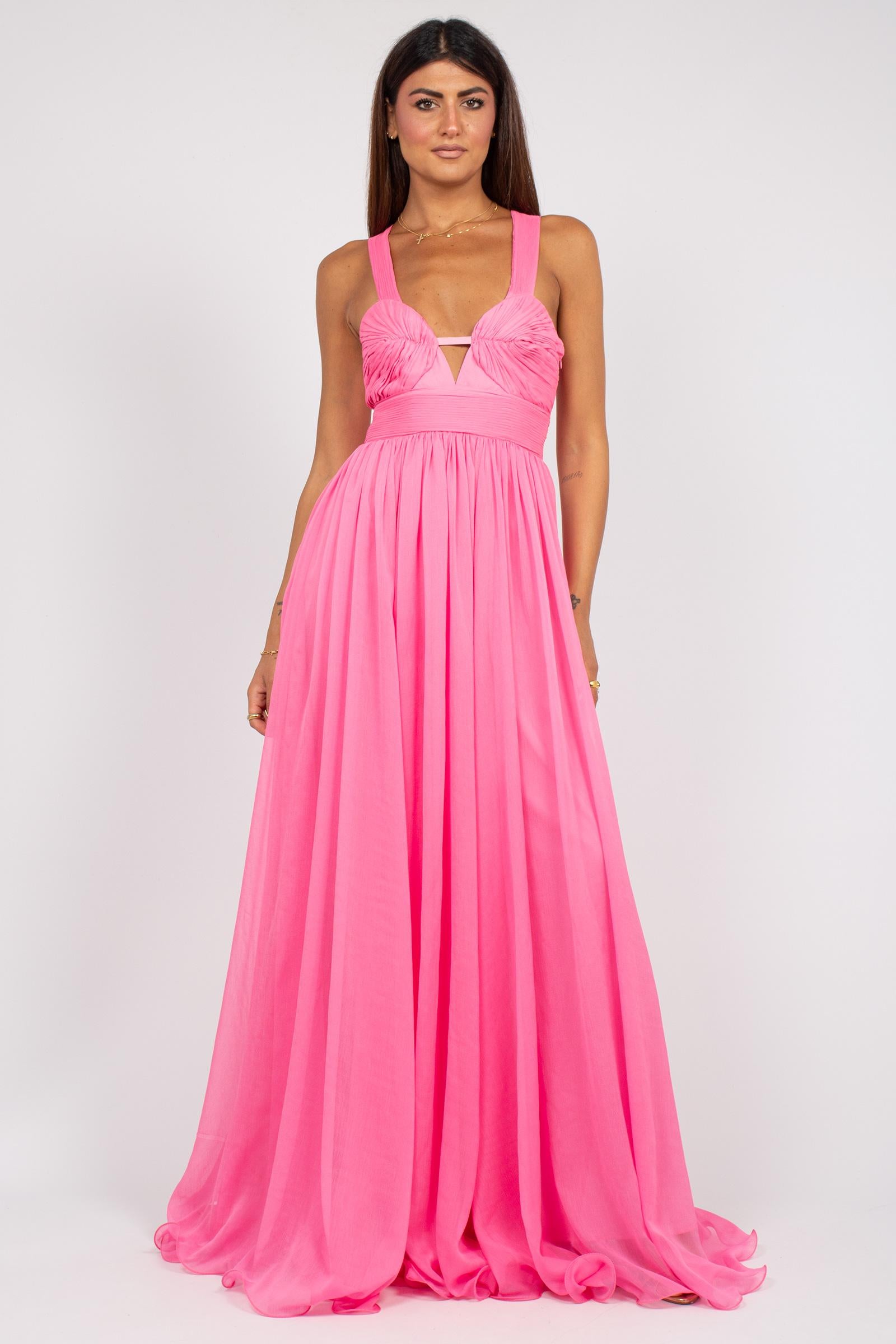 abito lungo in chiffon con drappeggio D48EQ070E6A 00749 ERMANNO - ERMANNO SCERVINO 
