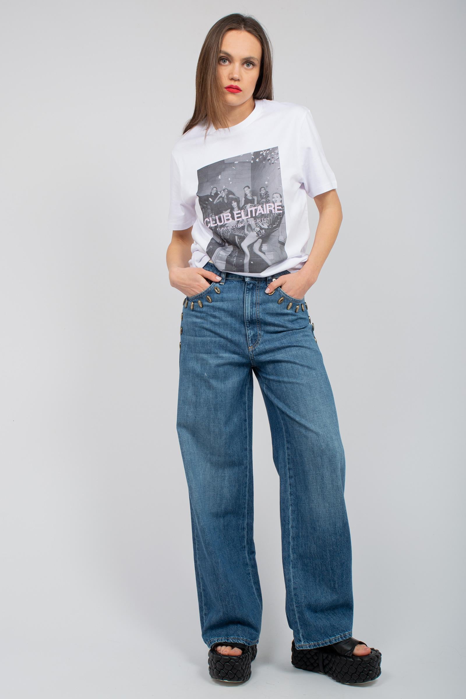t-shirt in cotone con stampa club elitaire UTEE836TAIR WHT ELITE 