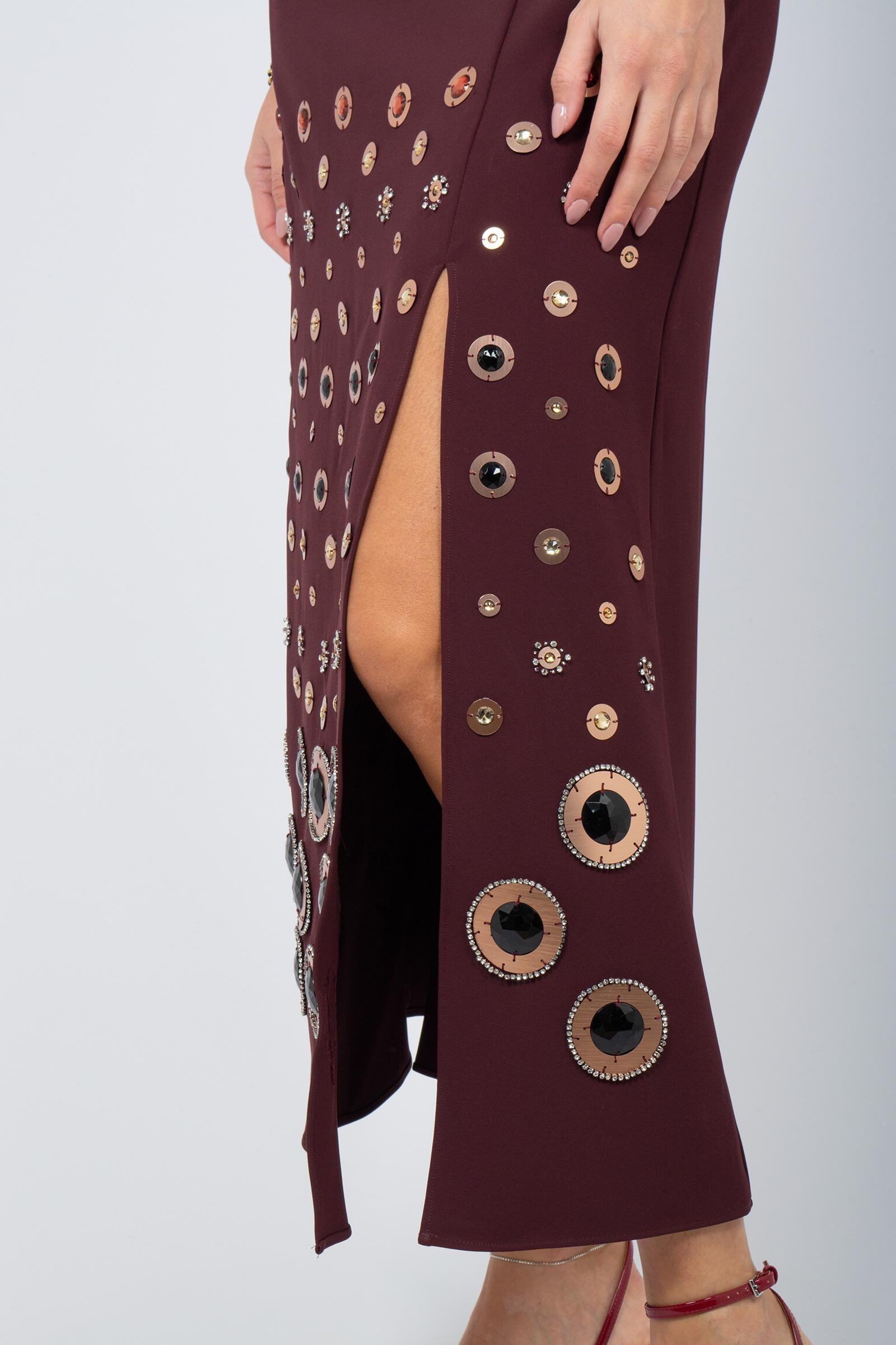 abito lungo con ricamo disco JF668450657 50022 MALIPARMI 