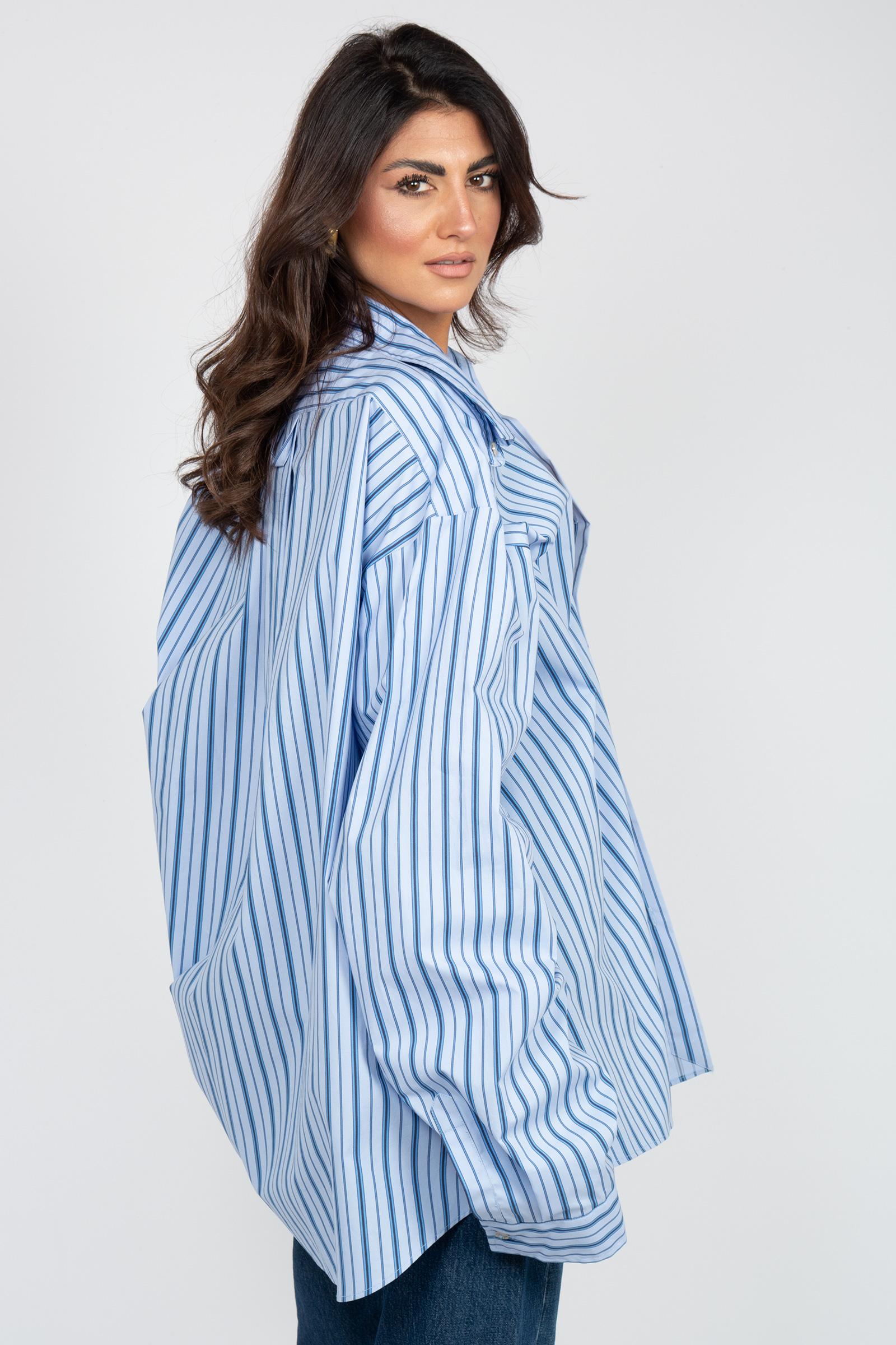 camicia oversize in cotone a righe S6PKWOSI125 186 A PAPER KID 