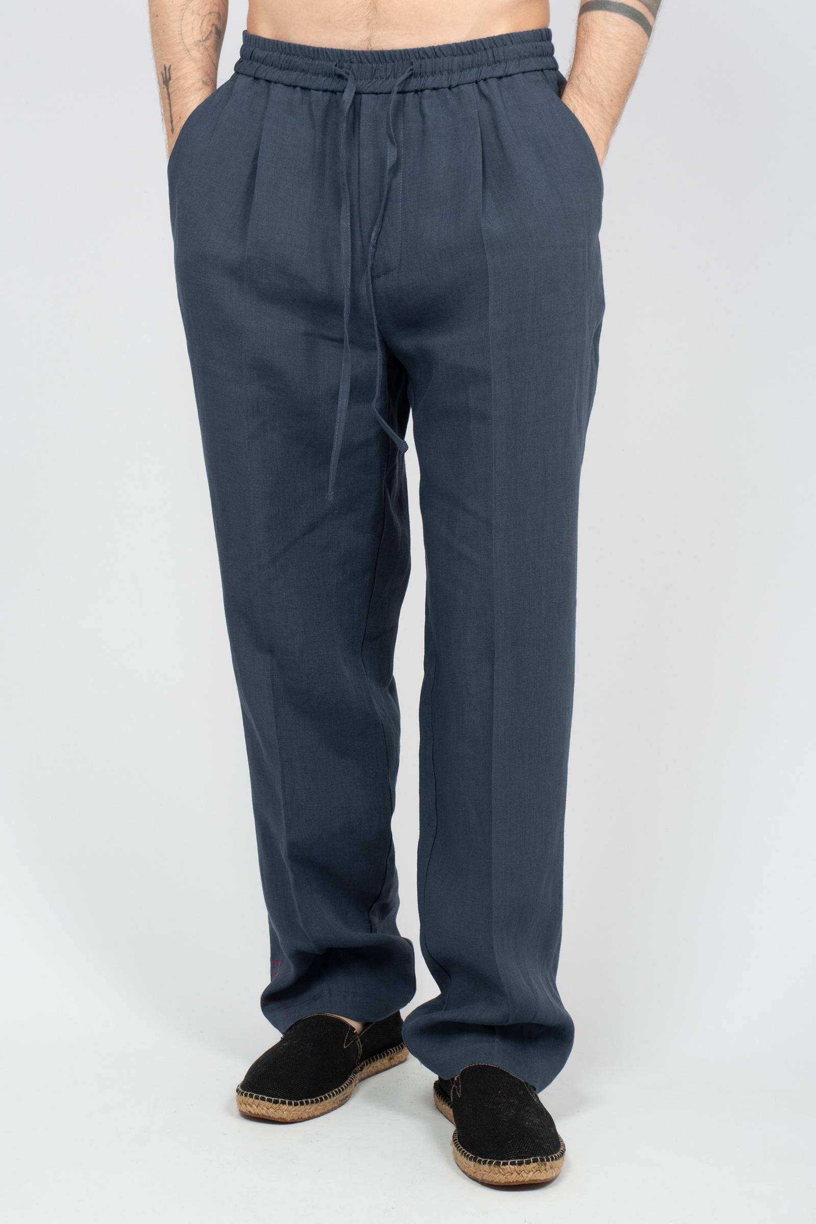 jogger in lino B6AB0037 BLUE AMARANTO 