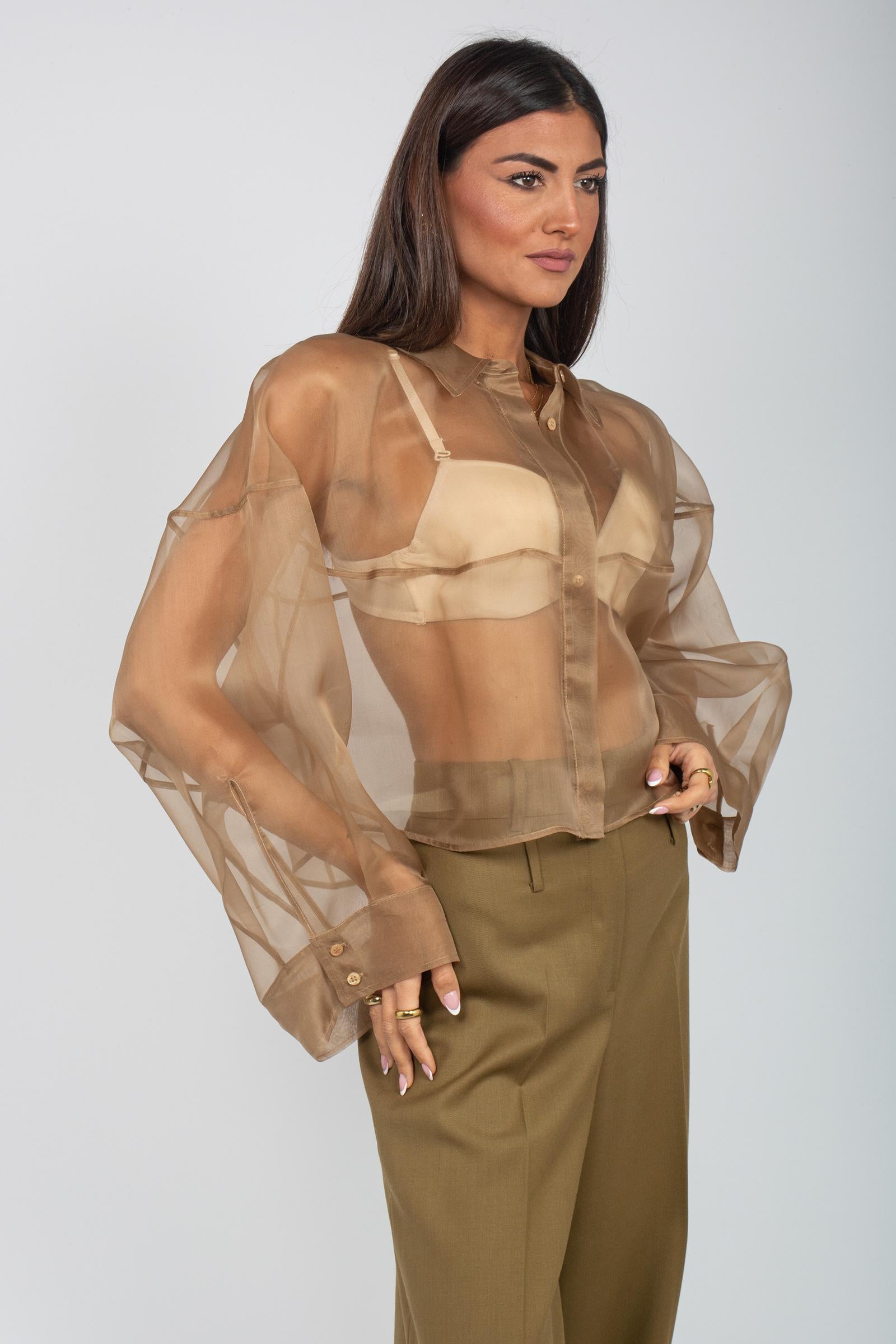 camicia oversize in organza di seta 'pia' E5WS04 T20 ERIKA CAVALLINI 