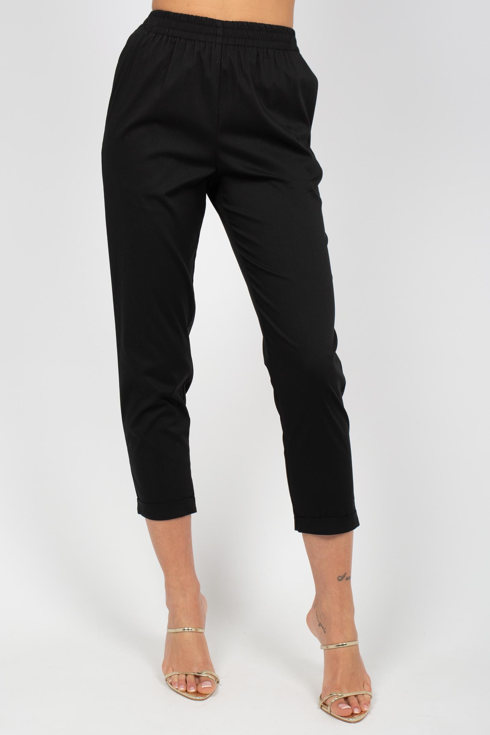 jogger in popeline di cotone M1AB0087 BLACK SOLOTRE 