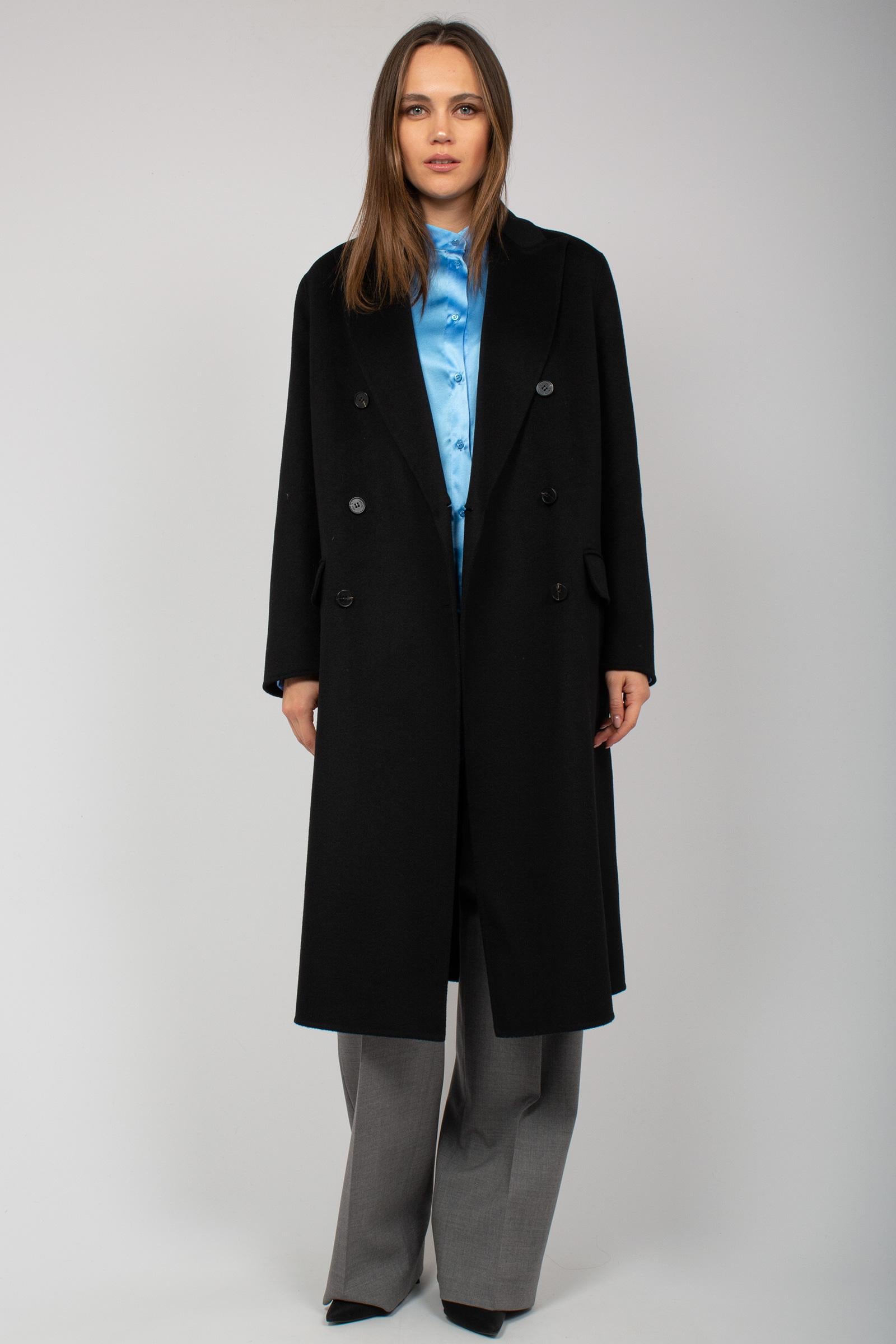 cappotto in panno di lana 'arianna' B51PDARIADOU NERO PALTO' 