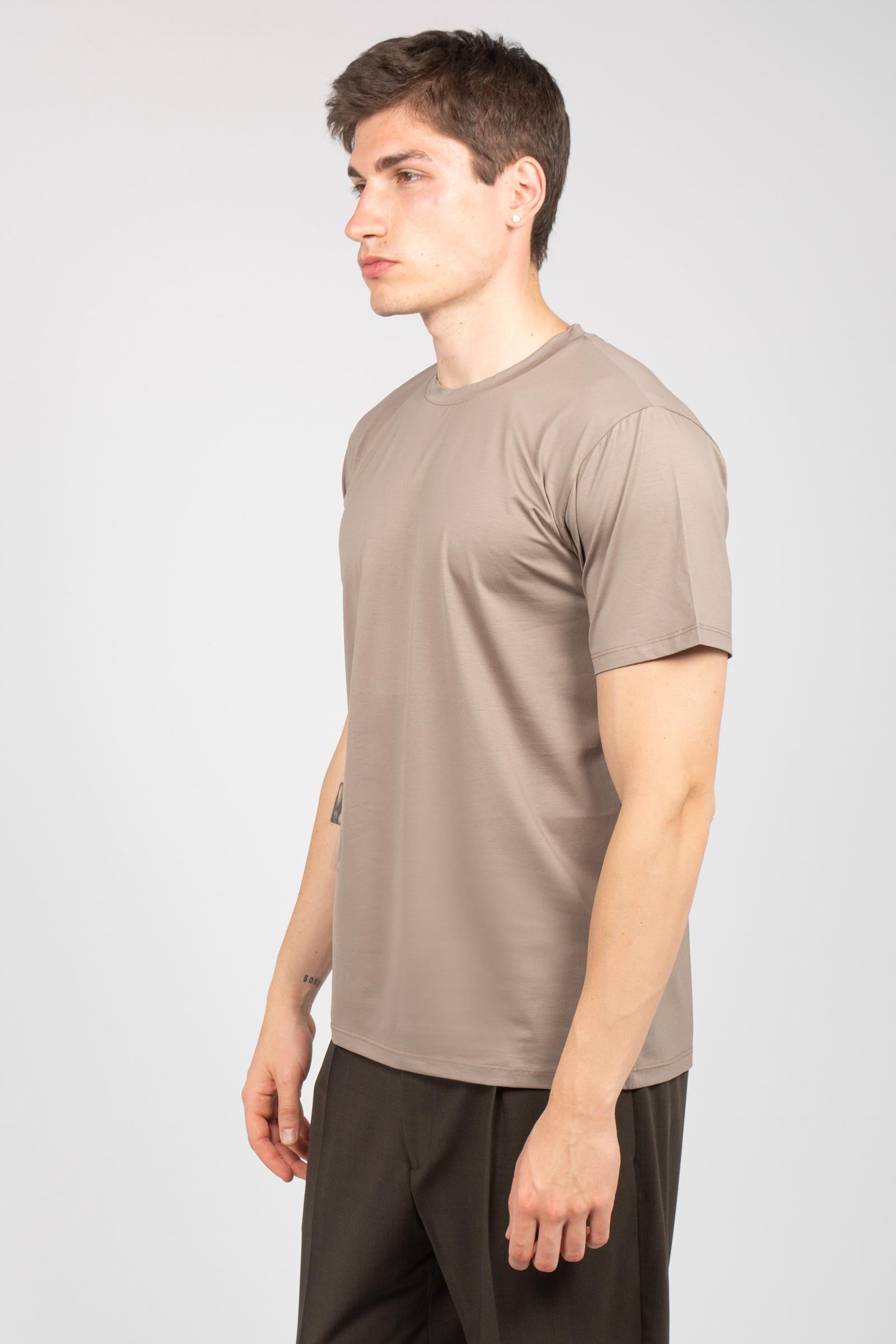 t-shirt in cotone filo di scozia B6AB0067 GRIGIO AMARANTO 