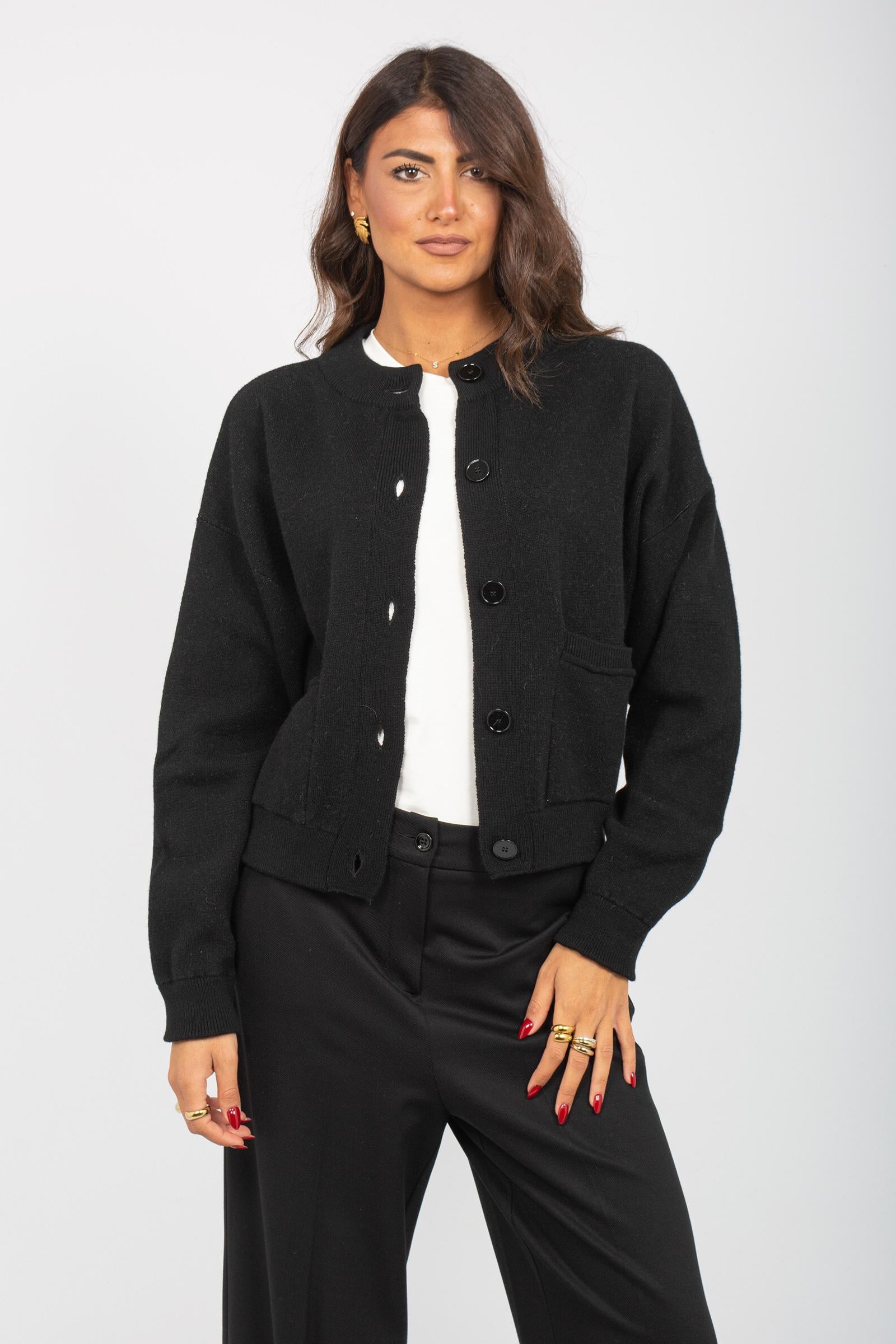 bomber oversize in lana M3F0116 NERO SOLOTRE 